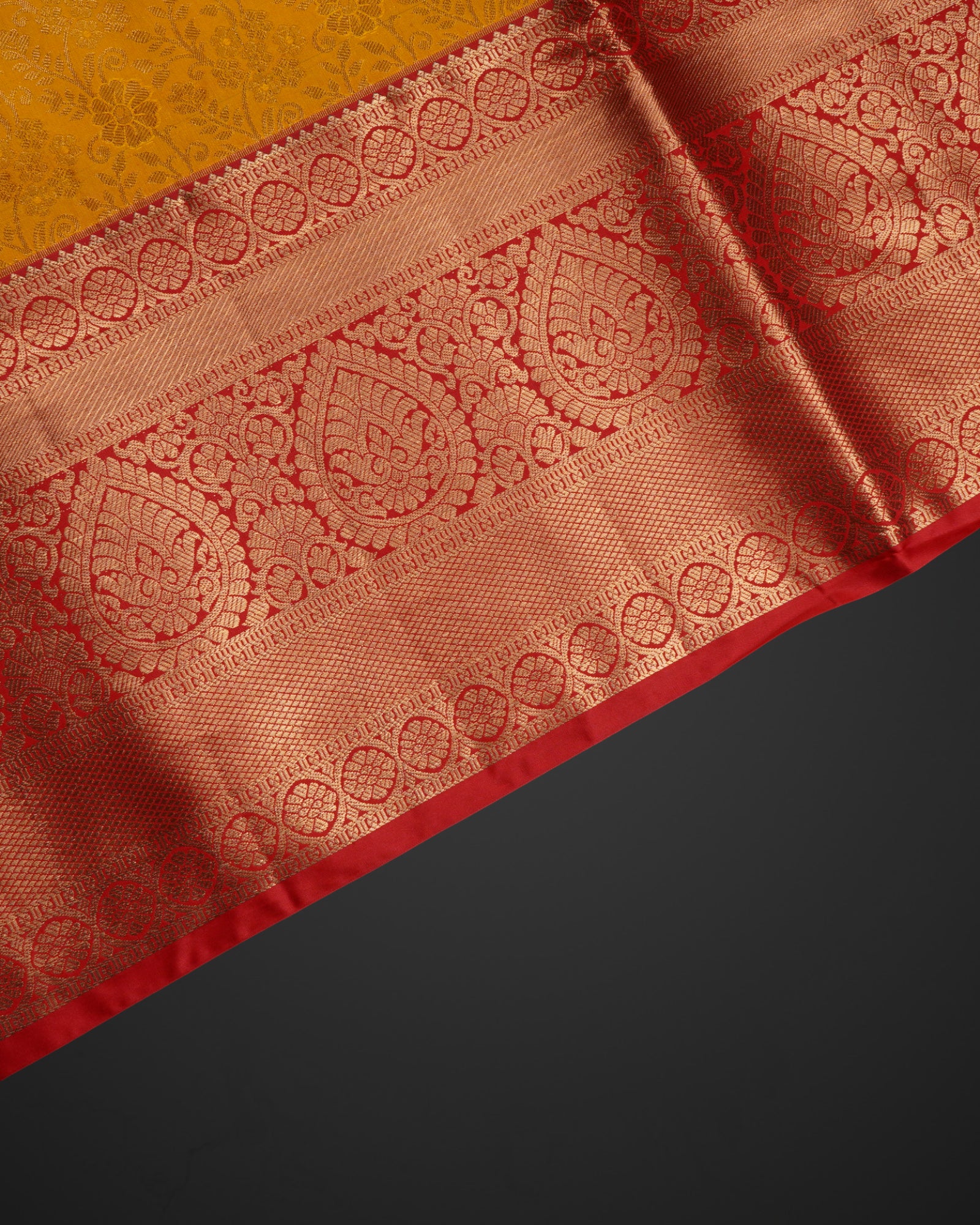 Orange Dharmavaram Silk Saree with Gold Zari
