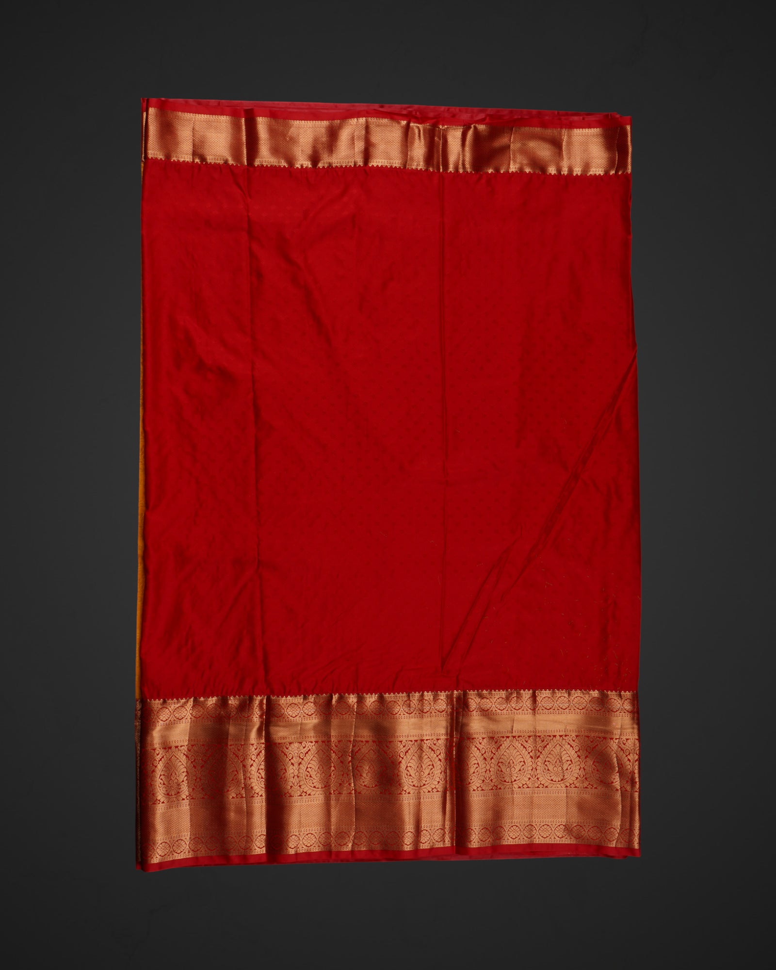 Orange Dharmavaram Silk Saree with Gold Zari