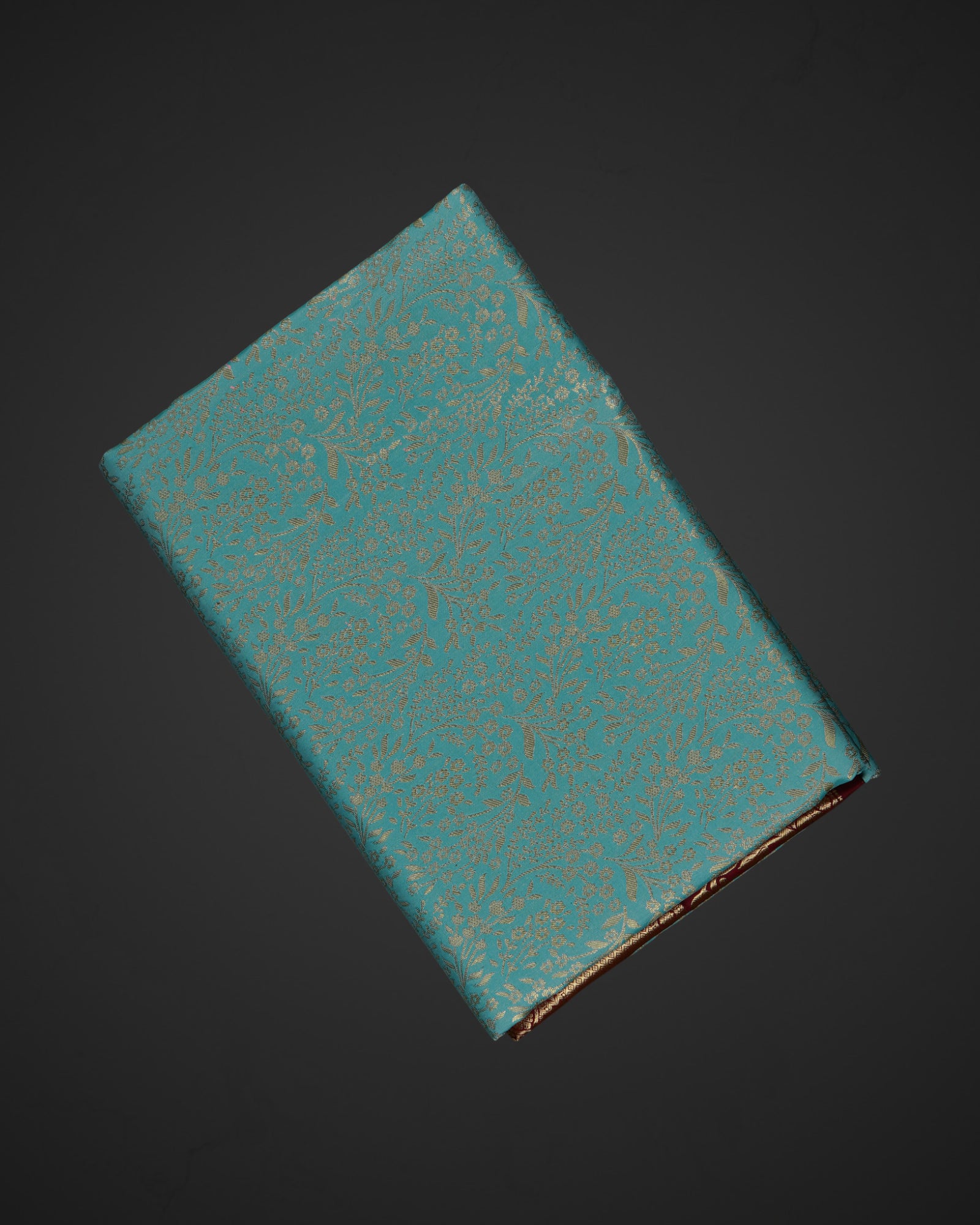 Turquoise Silk Dharmavaram Saree With Gold Flourish