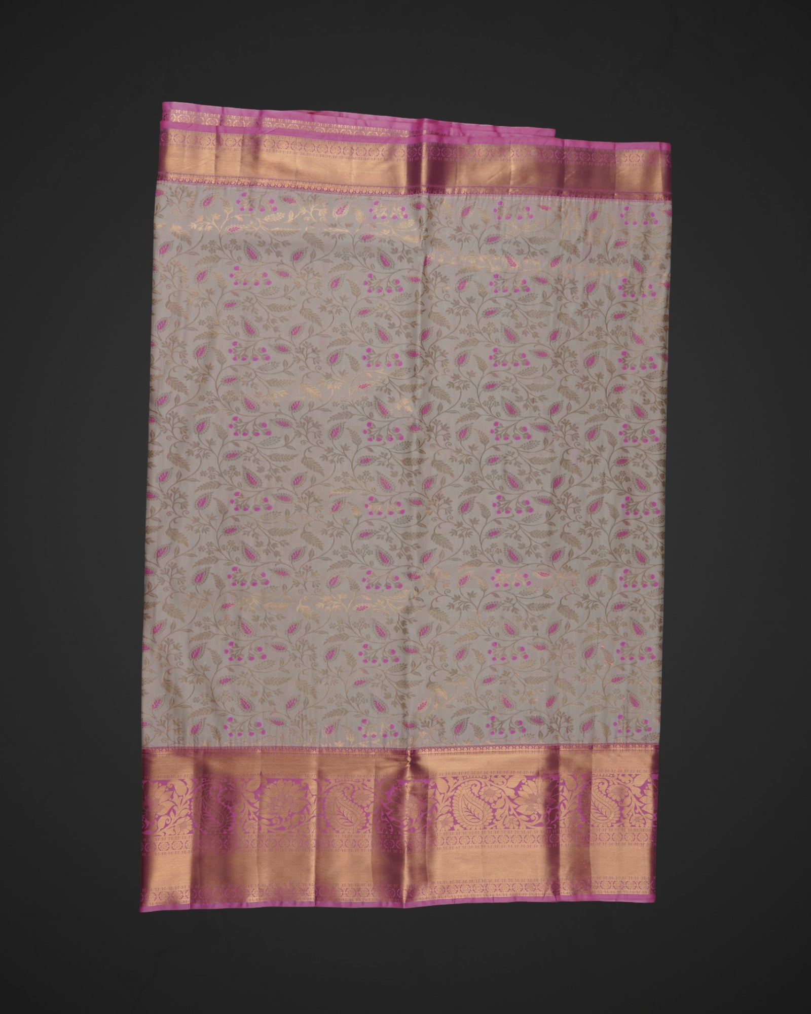 Cream Dharmavaram Silk Zari Floral Saree
