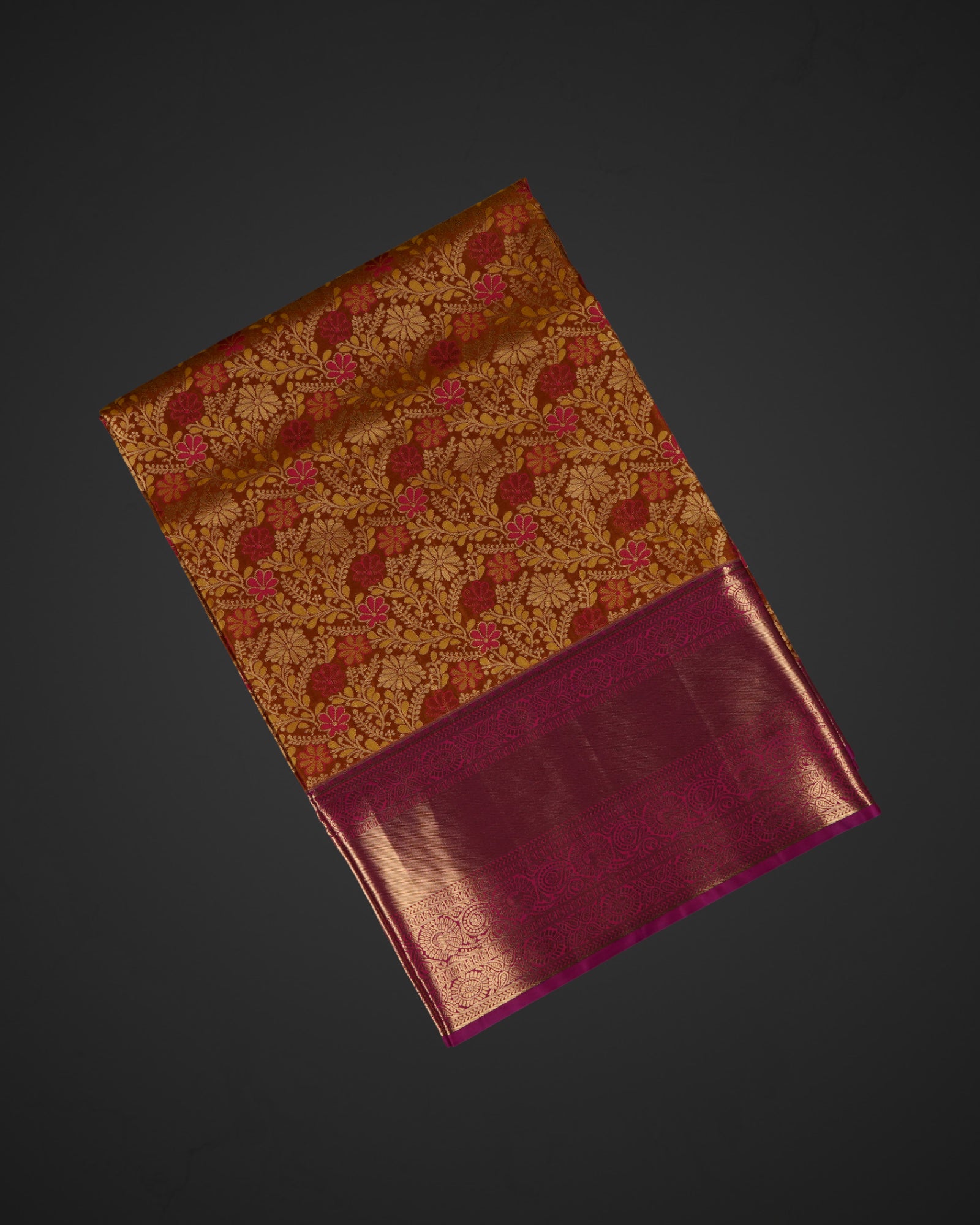 Dharmavaram Orange Silk Zari Saree