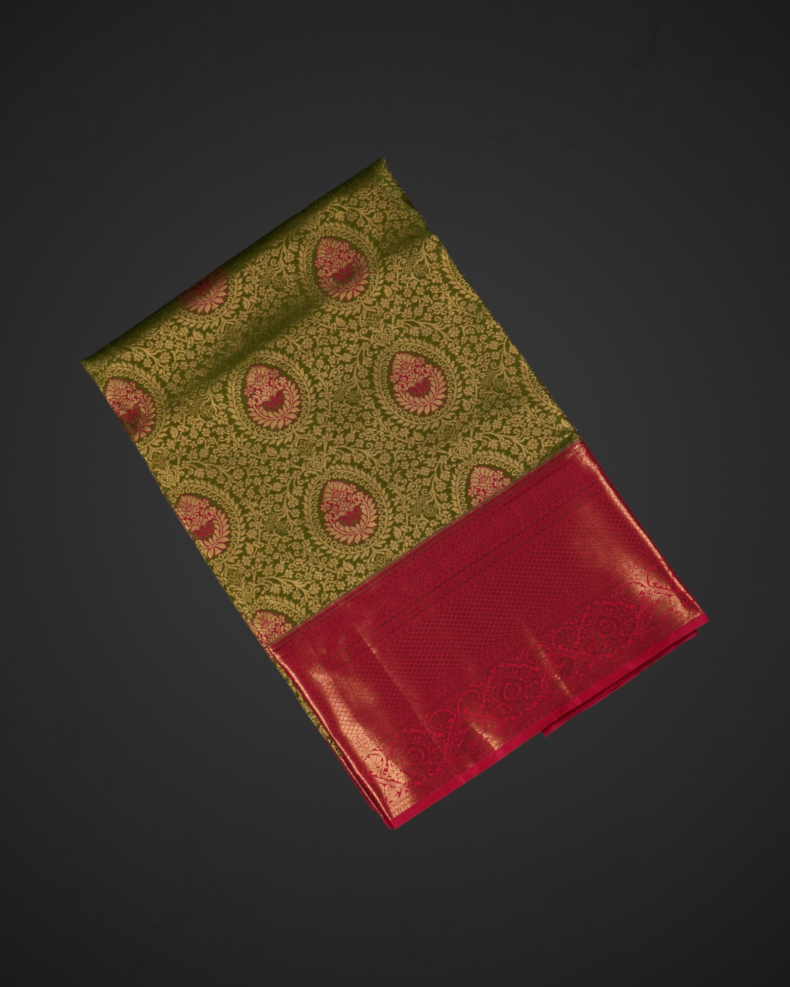 Mehendi Green Dharmavaram Silk Zari Saree