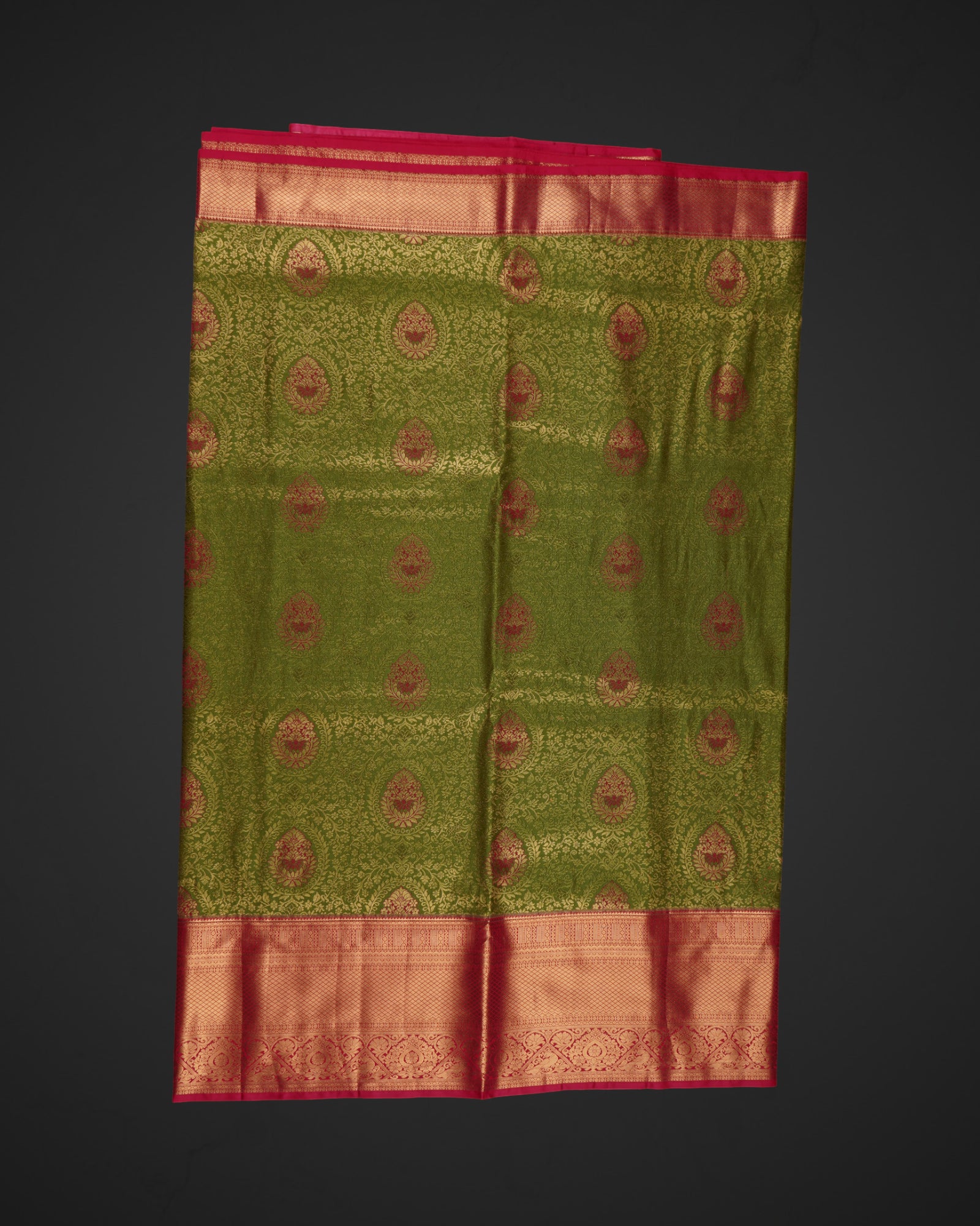 Mehendi Green Dharmavaram Silk Zari Saree