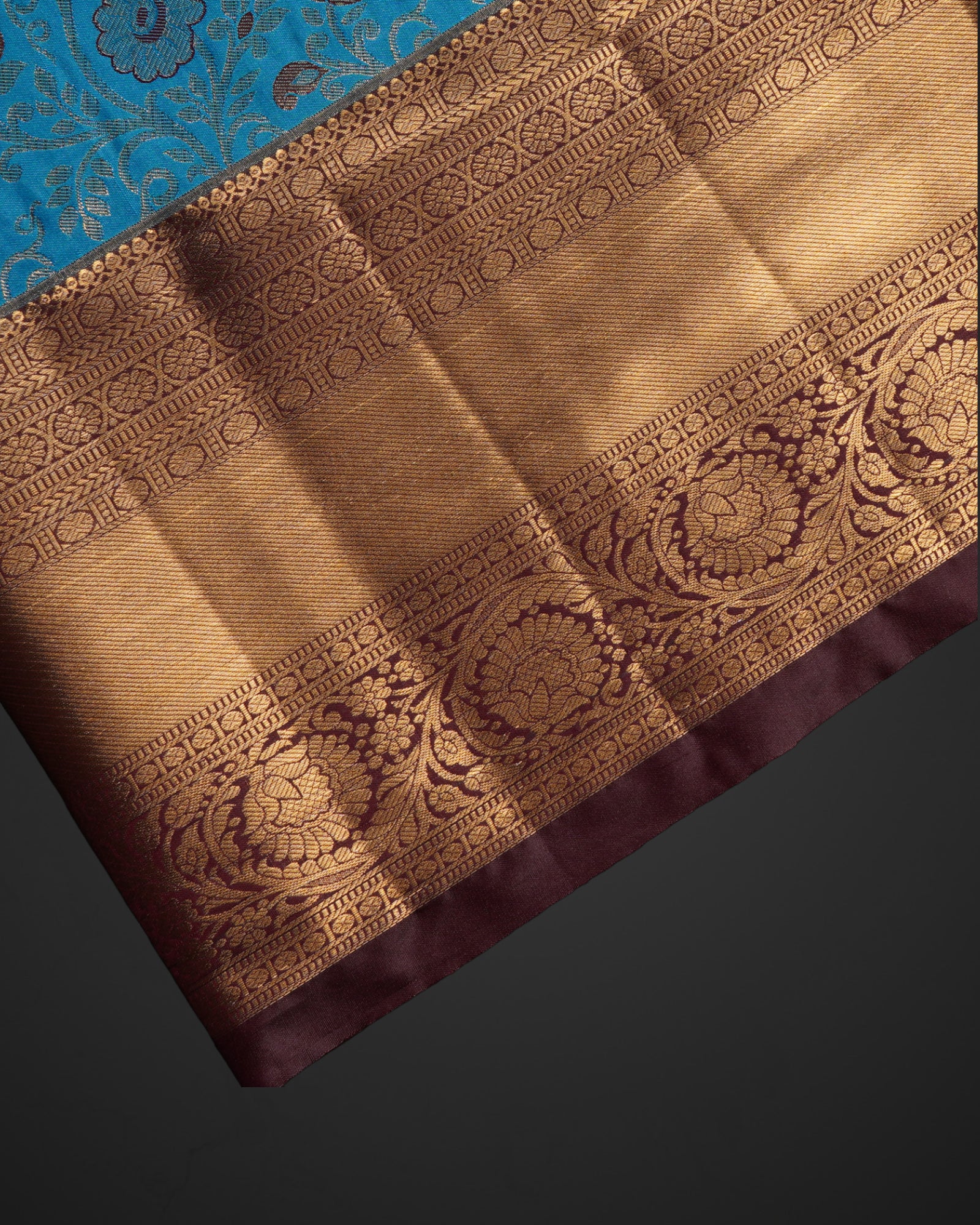 Blue Semi Pattu Silk Saree With Gold Zari Border
