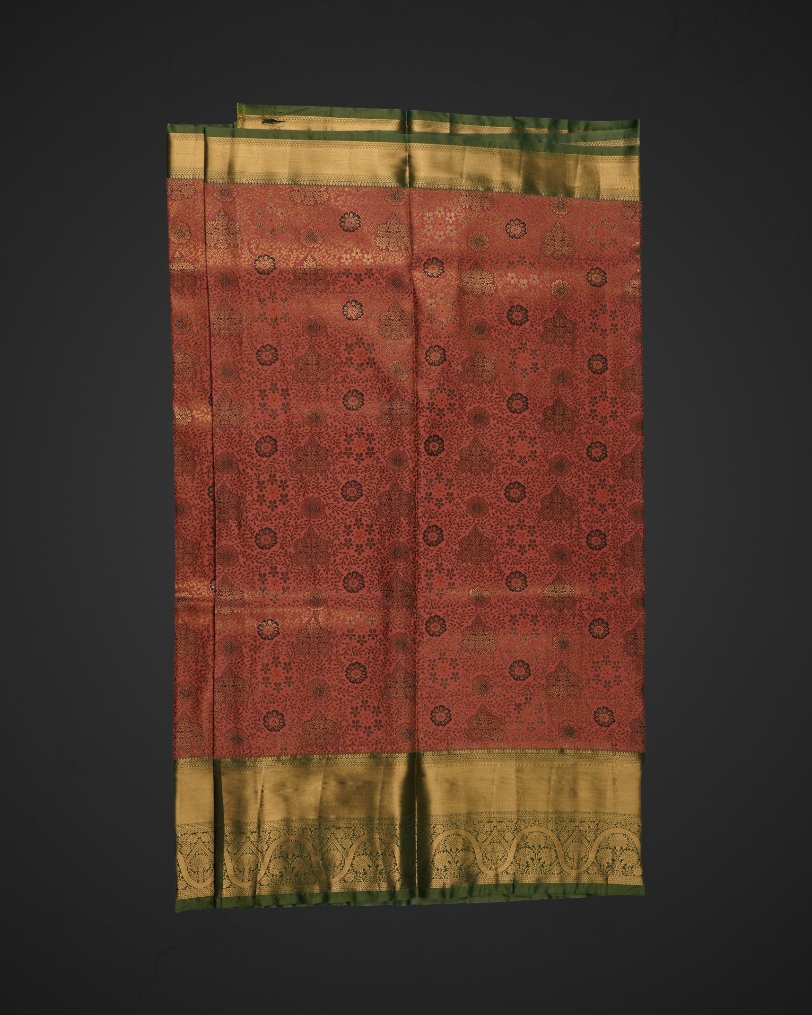 Peach Dharmavaram Silk Zari Blossom Saree