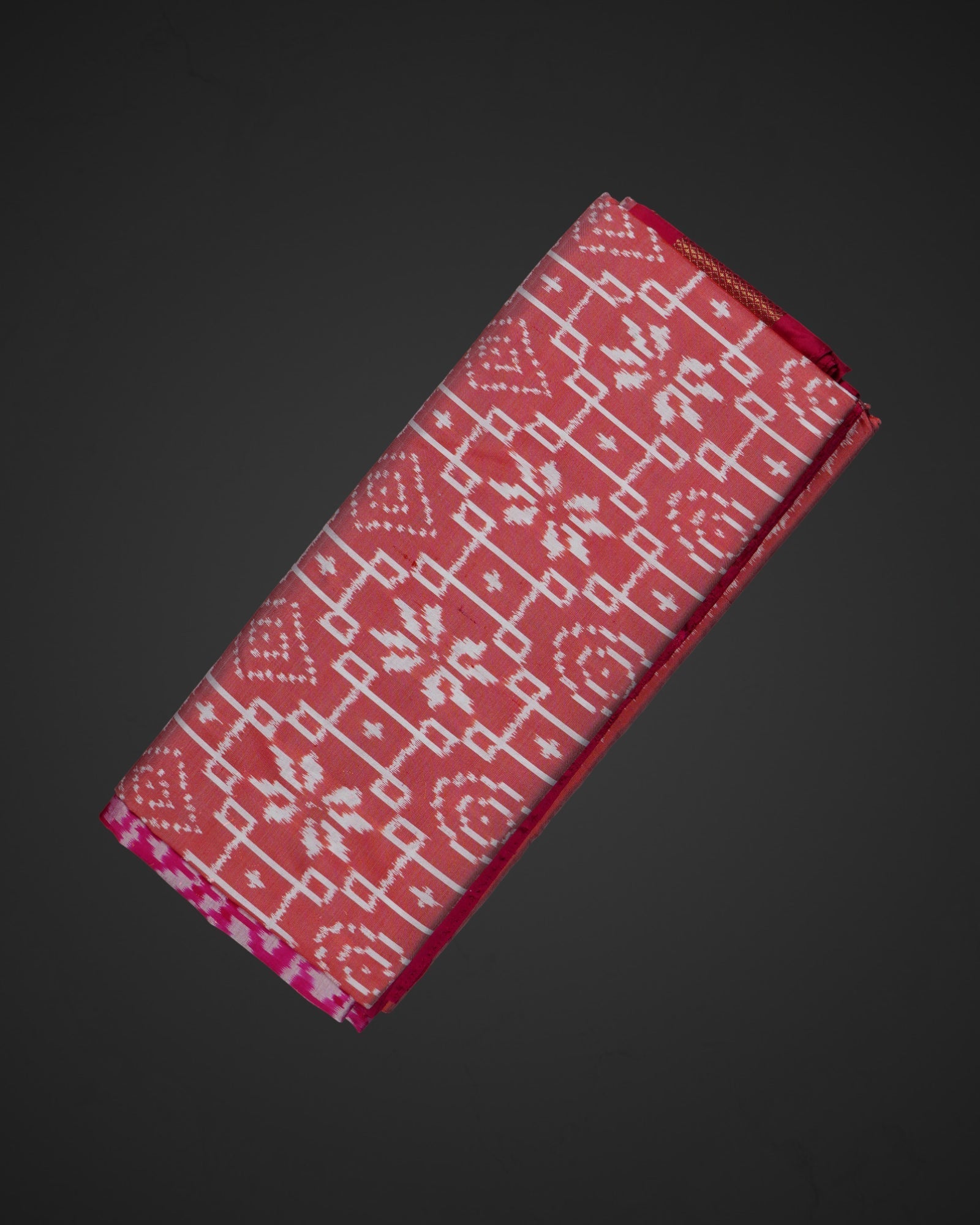 Red Pochampally Silk Ikkat Woven Saree