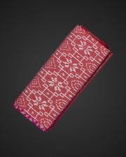 Red Pochampally Silk Ikkat Woven Saree