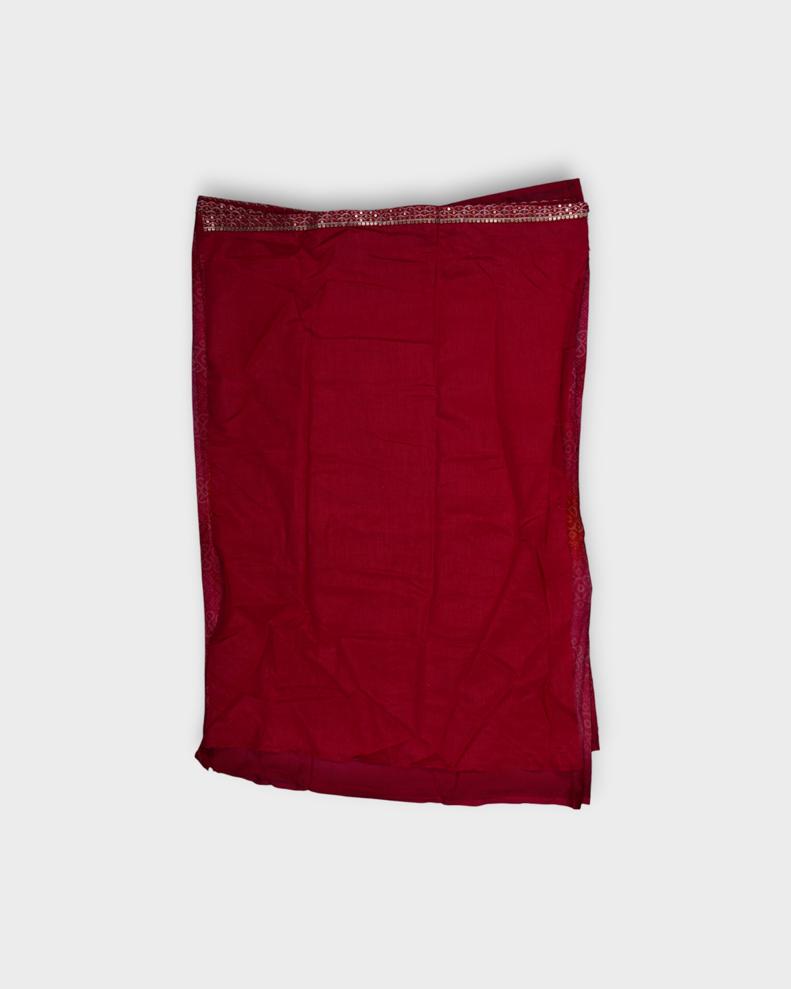 Red Bandhani Cotton Saree With Silk Blouse