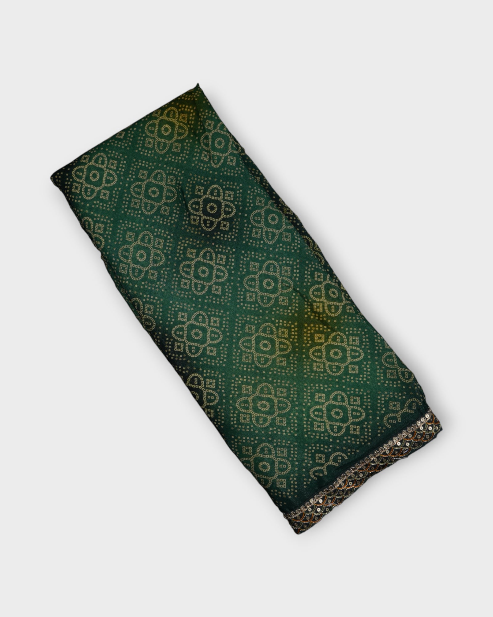Green Bandhani Silk Saree With Blouse