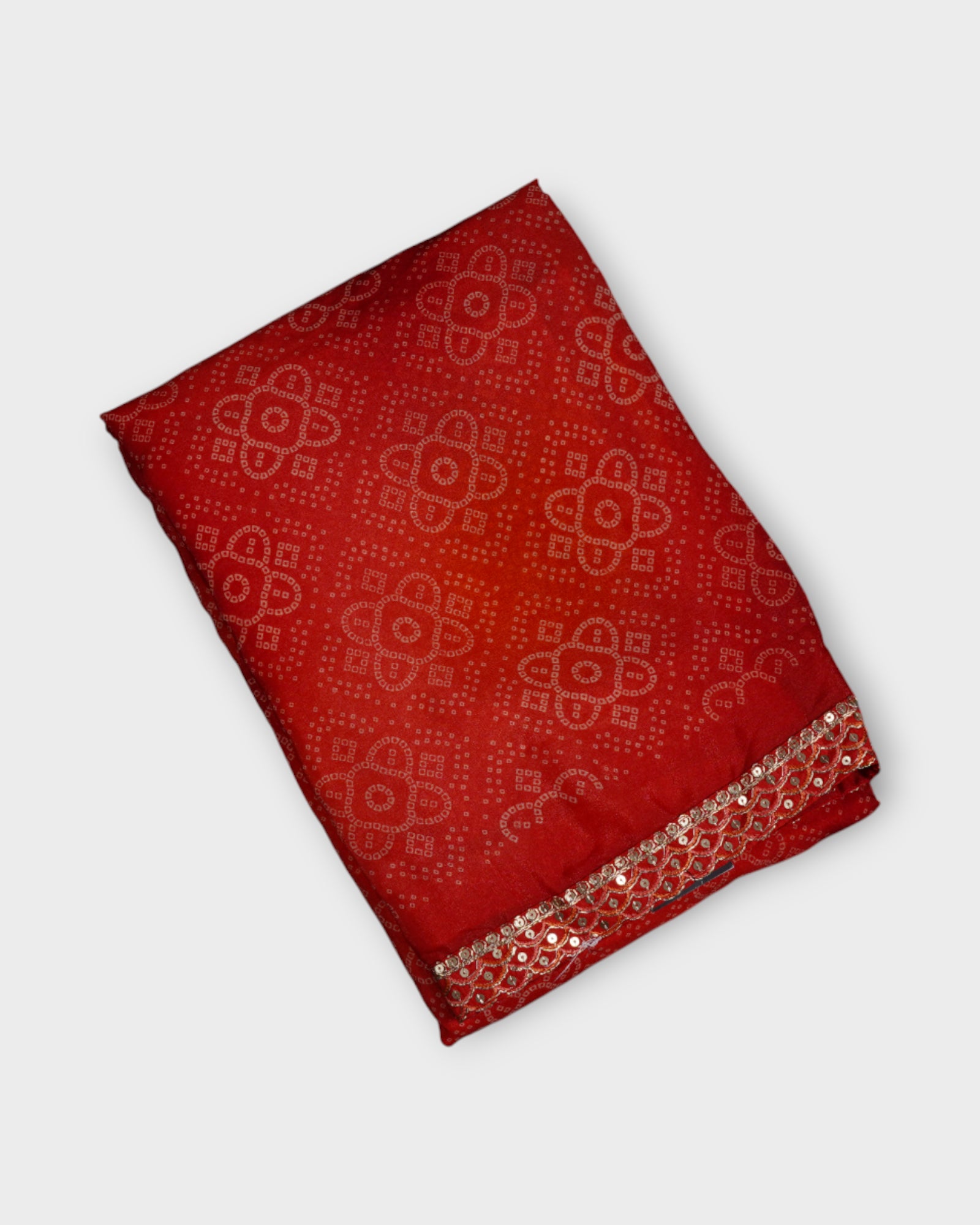 Red Cotton Bandhani Printed Saree
