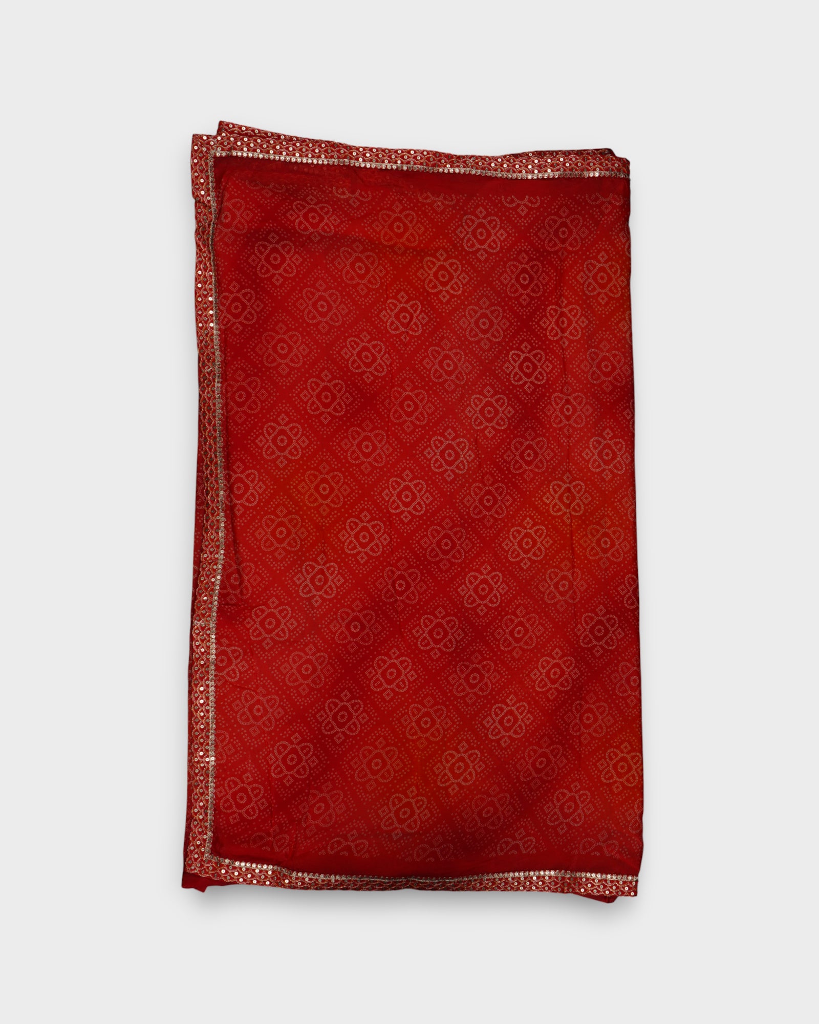 Red Cotton Bandhani Printed Saree