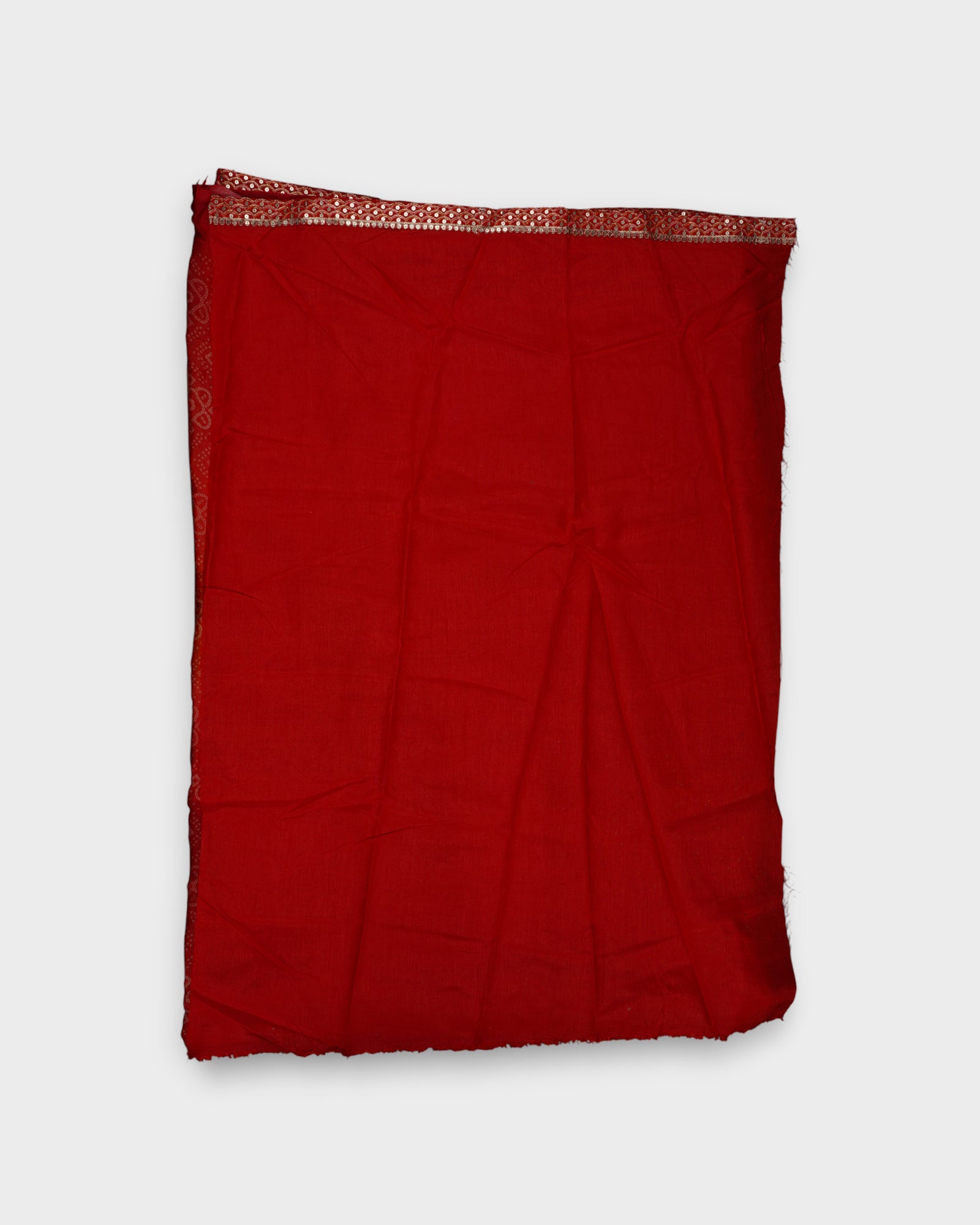 Red Cotton Bandhani Printed Saree
