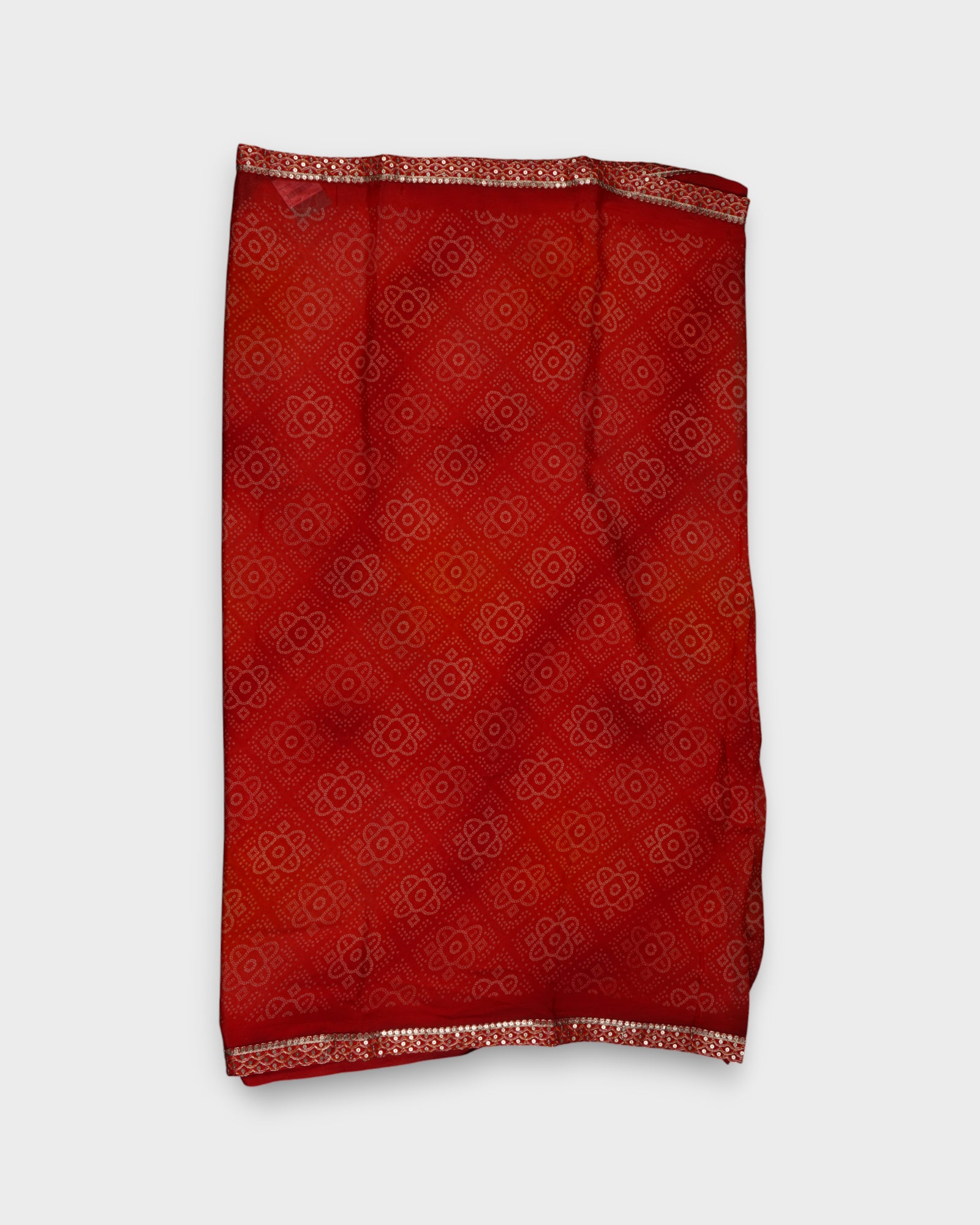 Red Cotton Bandhani Printed Saree