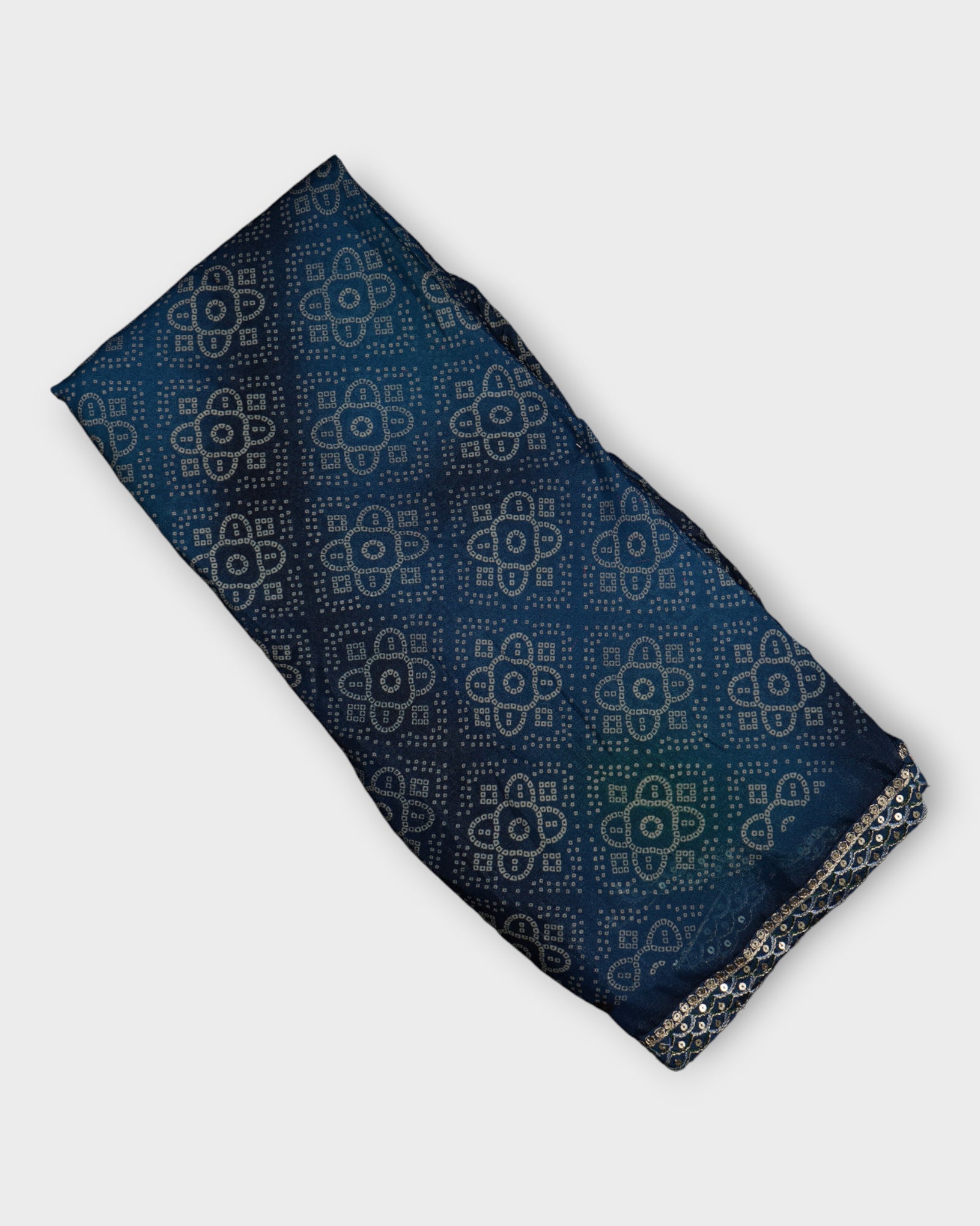 Blue Raw Silk Bandhani Printed Saree