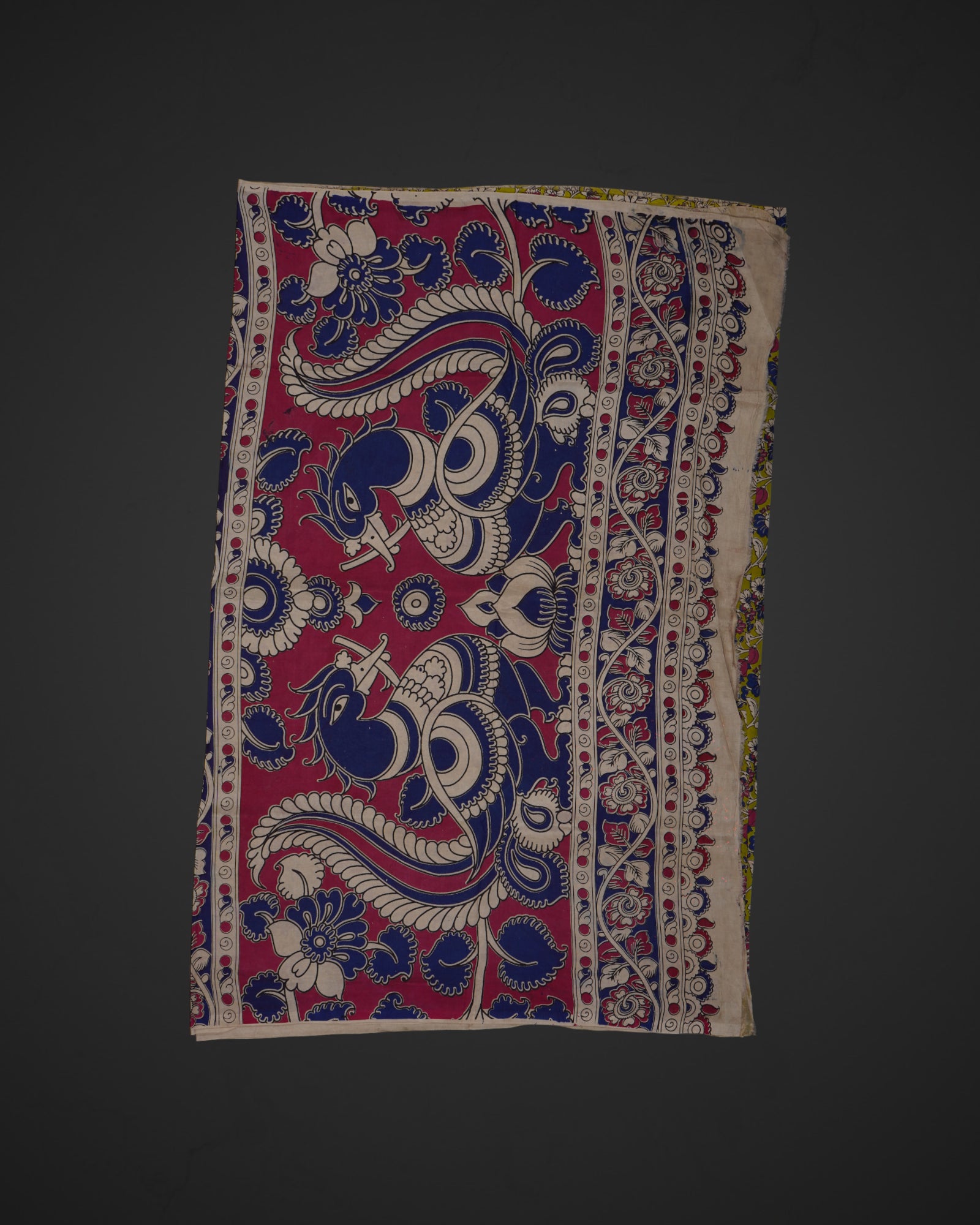 Mehendi Green Silk Kalamkari Printed Saree