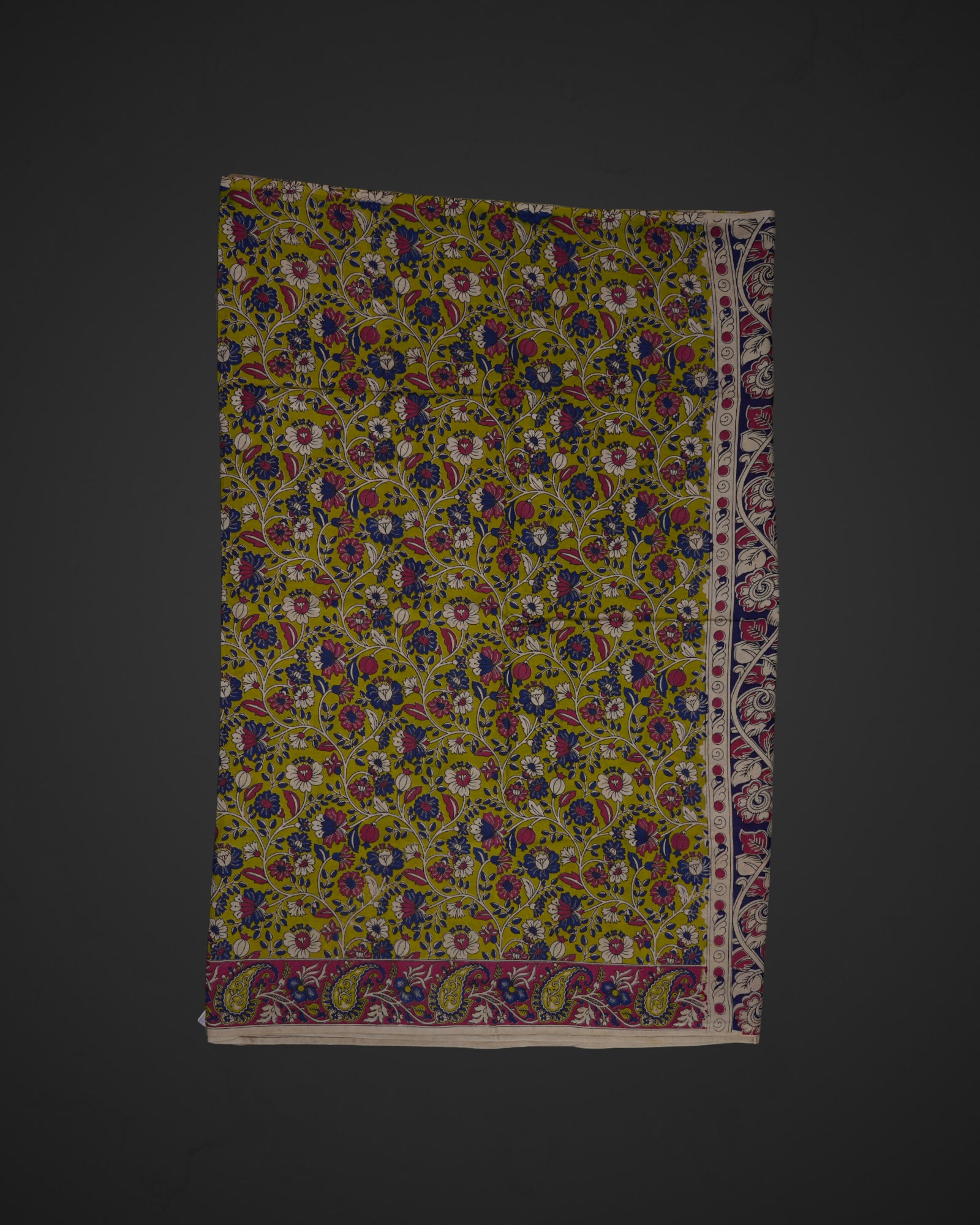 Mehendi Green Silk Kalamkari Printed Saree