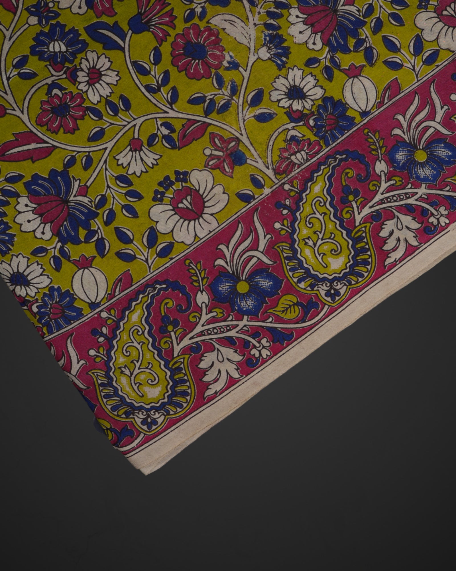 Mehendi Green Silk Kalamkari Printed Saree