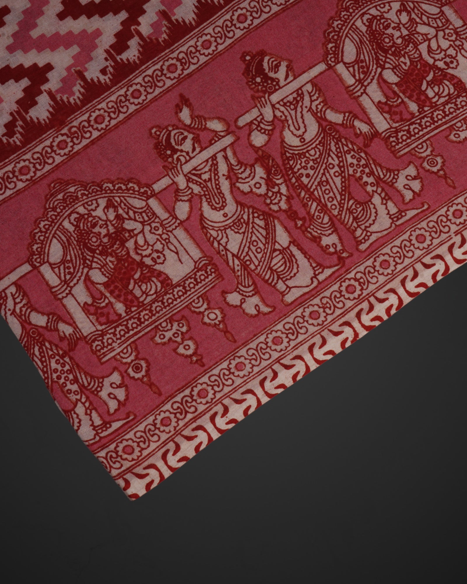 Pink Kalamkari Printed Cotton Saree
