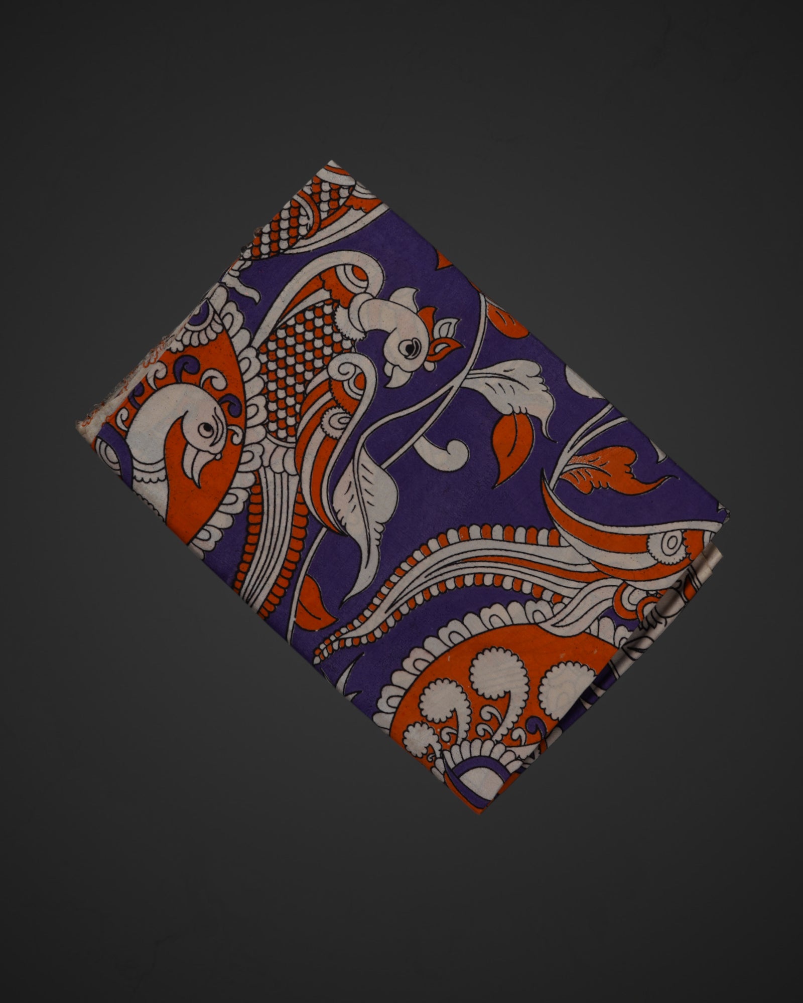 Vibrant Floral Peacock Kalamkari Silk Saree