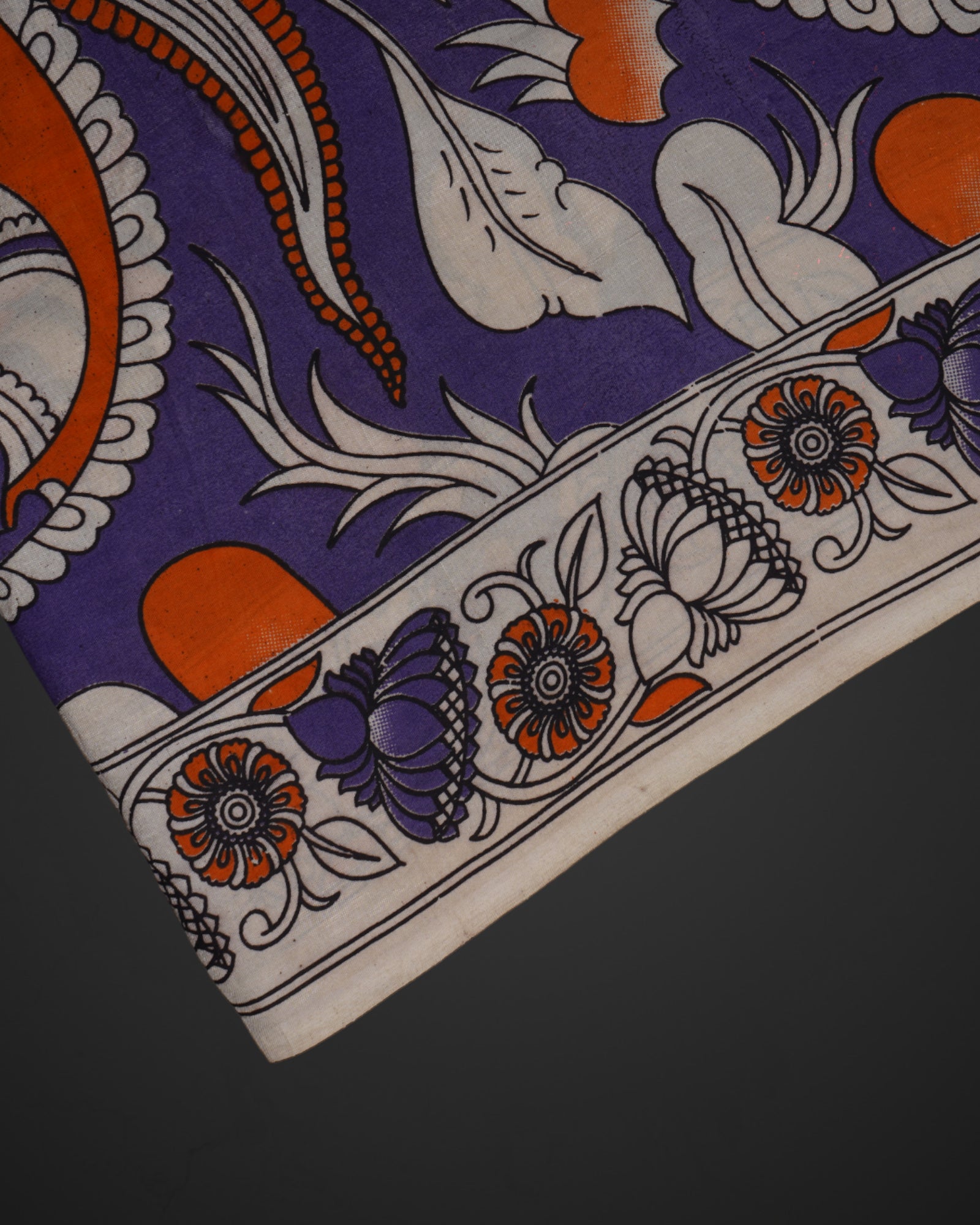 Vibrant Floral Peacock Kalamkari Silk Saree