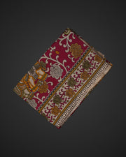 Maroon Silk Kalamkari Printed Saree