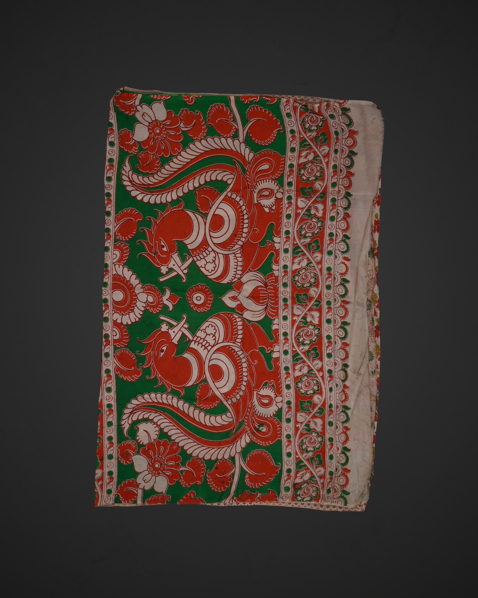 Cream Silk Kalamkari Printed Saree