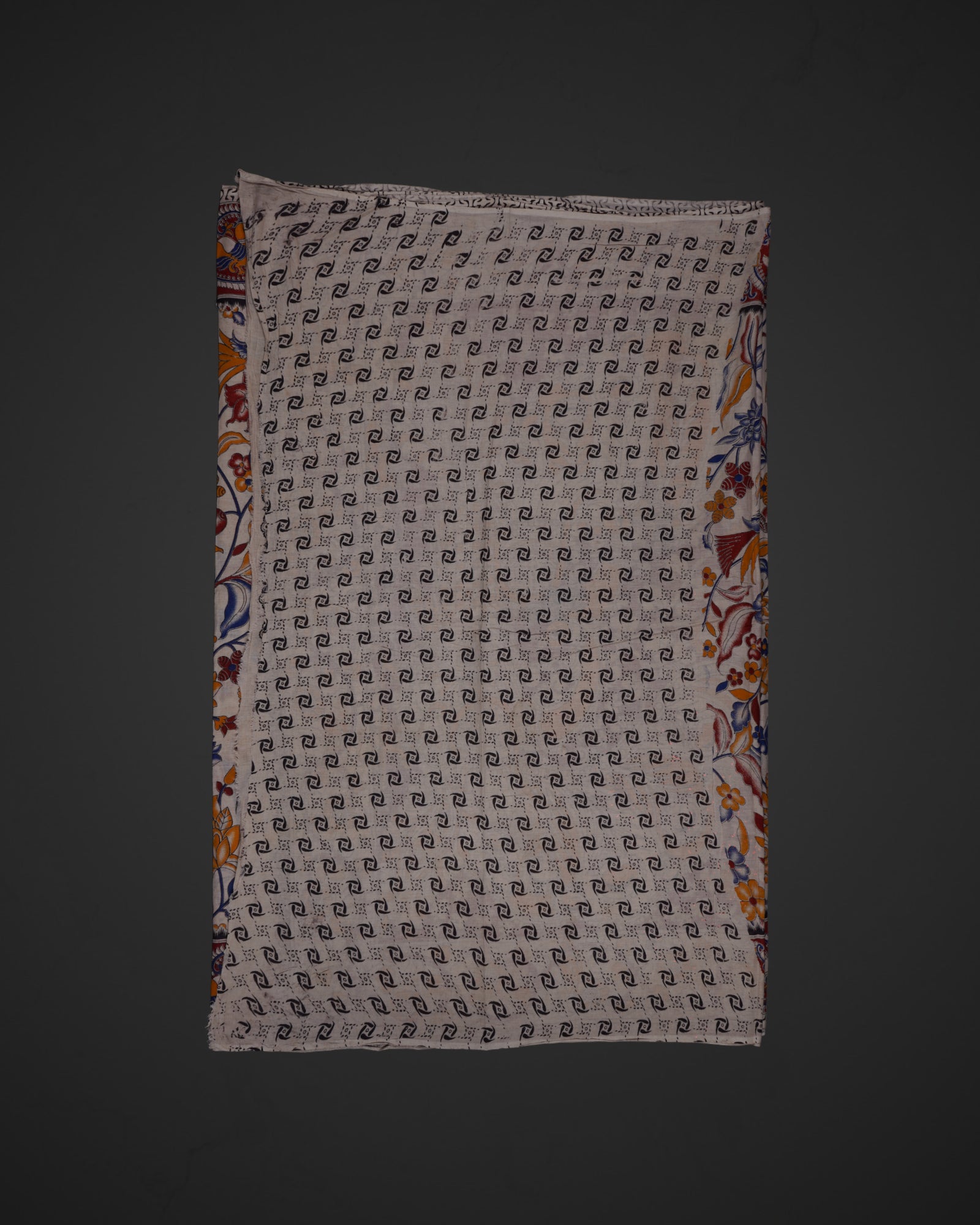 Cream Silk Kalamkari Floral Saree