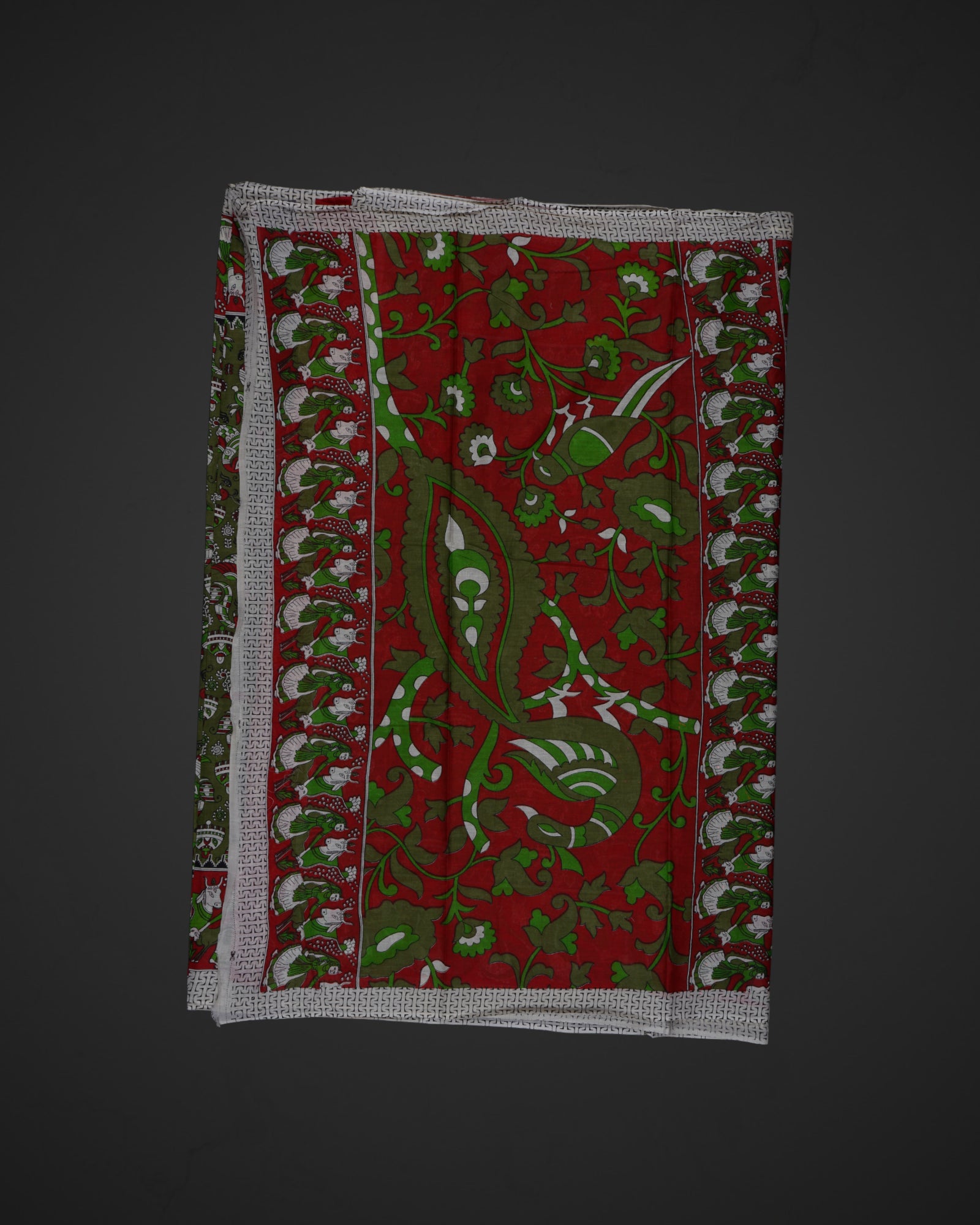 Dark Mehendi Green Kalamkari Cotton Saree