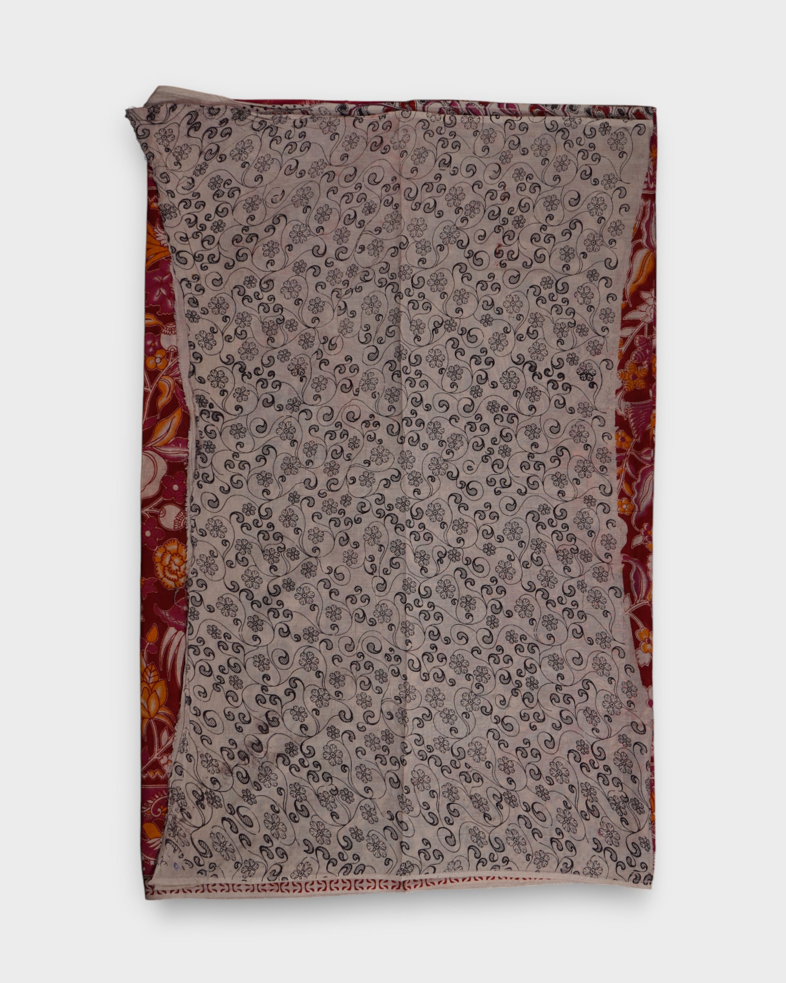 Bird Print Kalamkari Cotton Saree