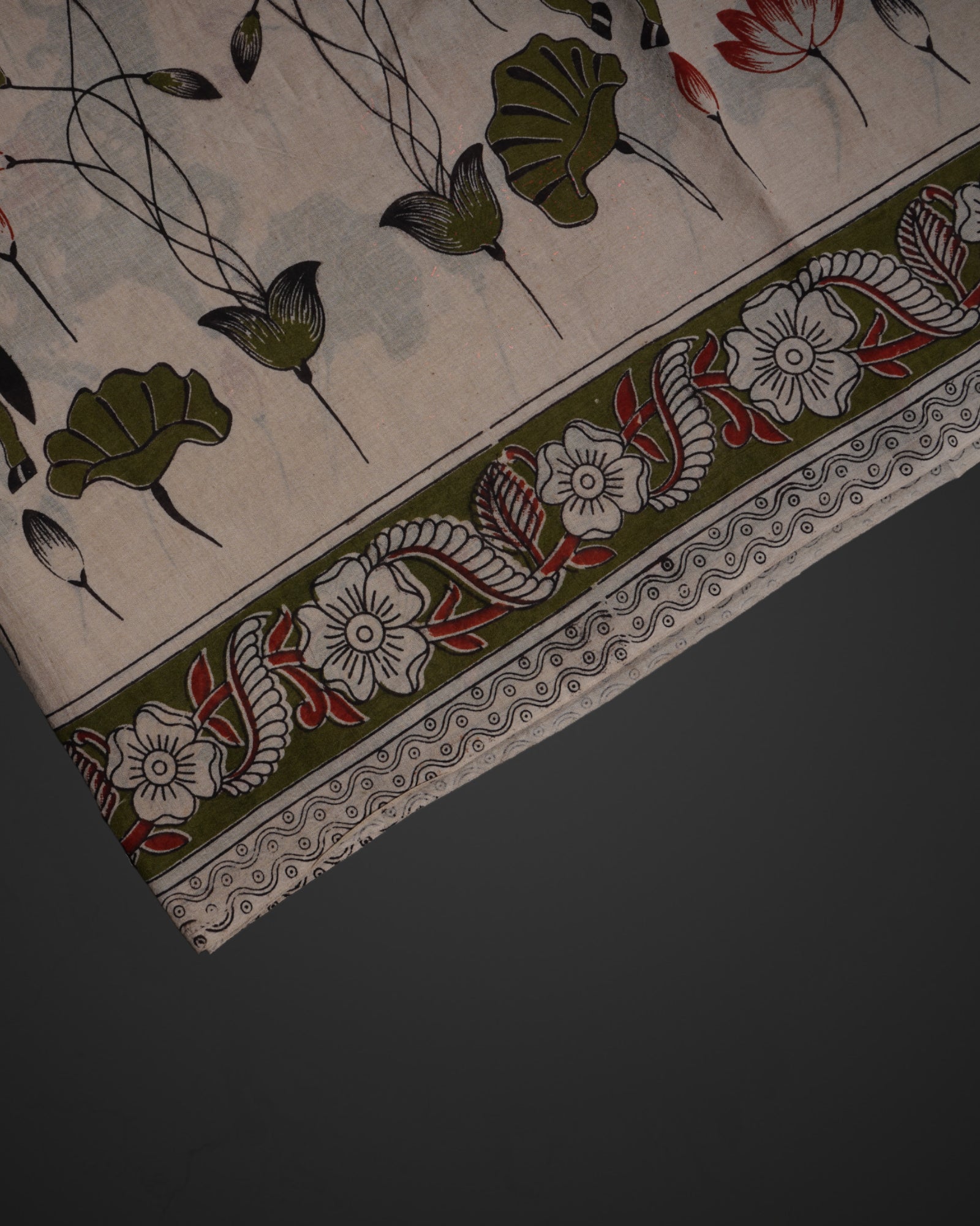 Elephant Print Cotton Kalamkari Saree