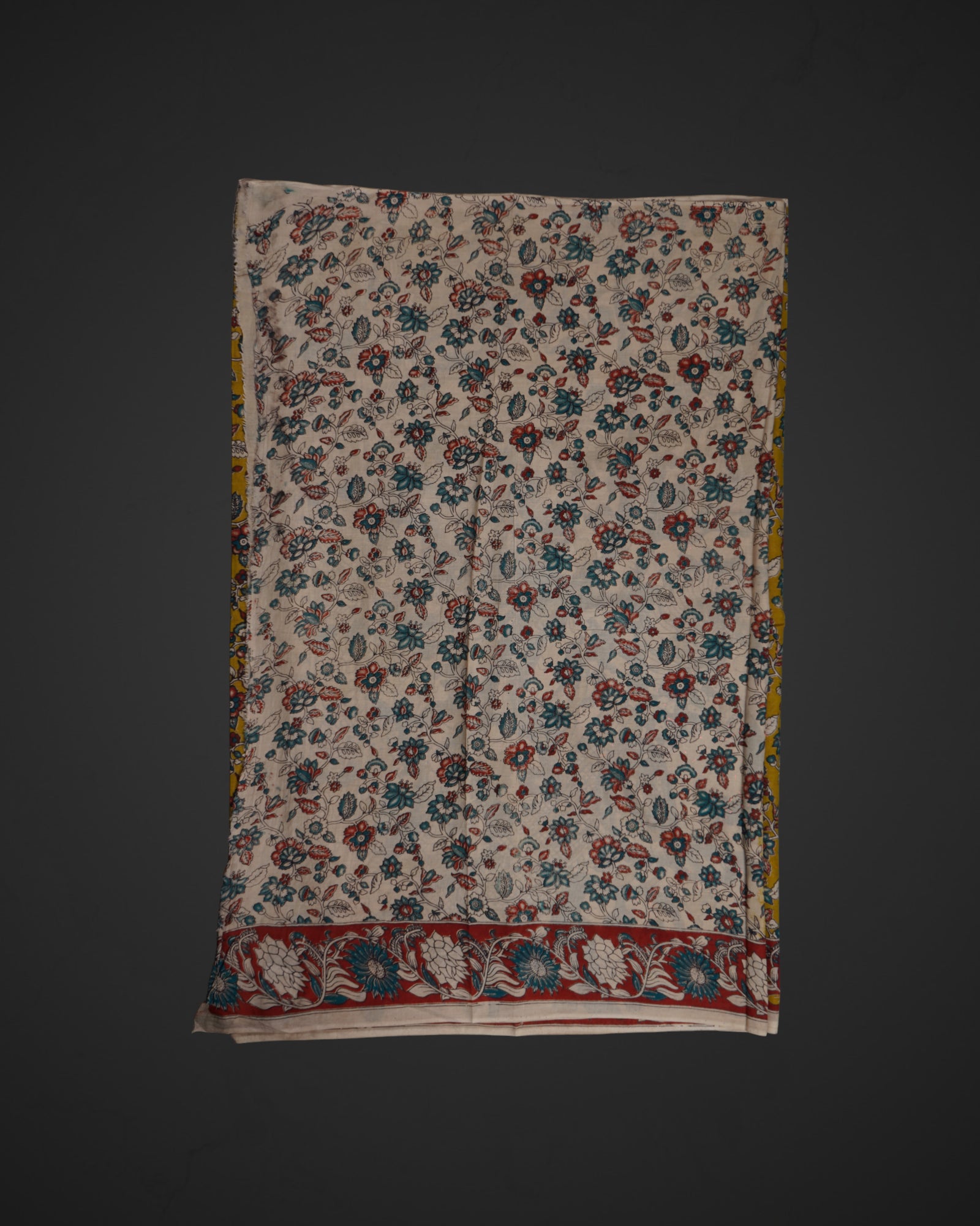 Yellow Cotton Kalamkari Printed Saree