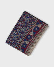 Blue Floral Kalamkari Printed Cotton Saree