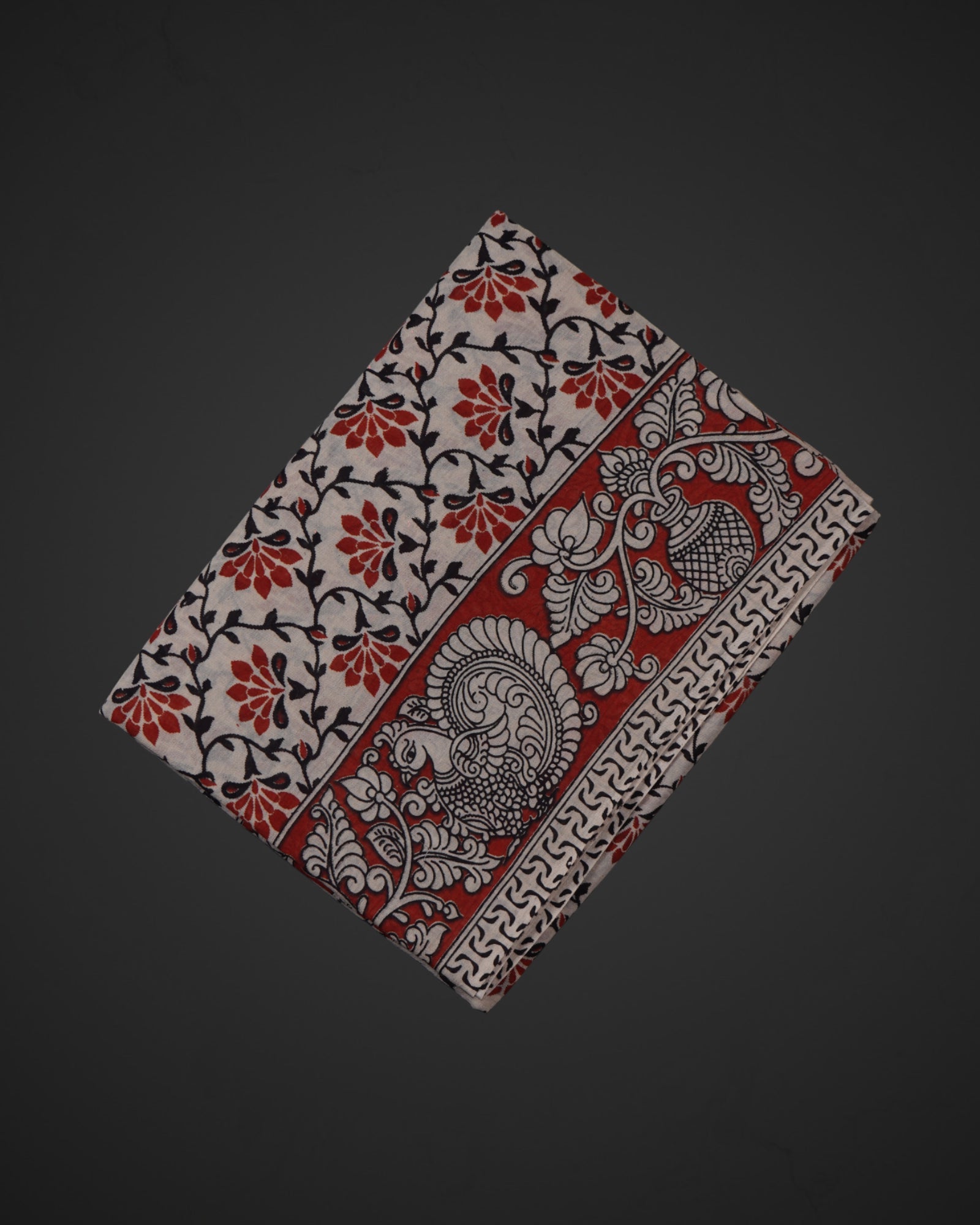 Off White Cotton Kalamkari Nature Print Saree