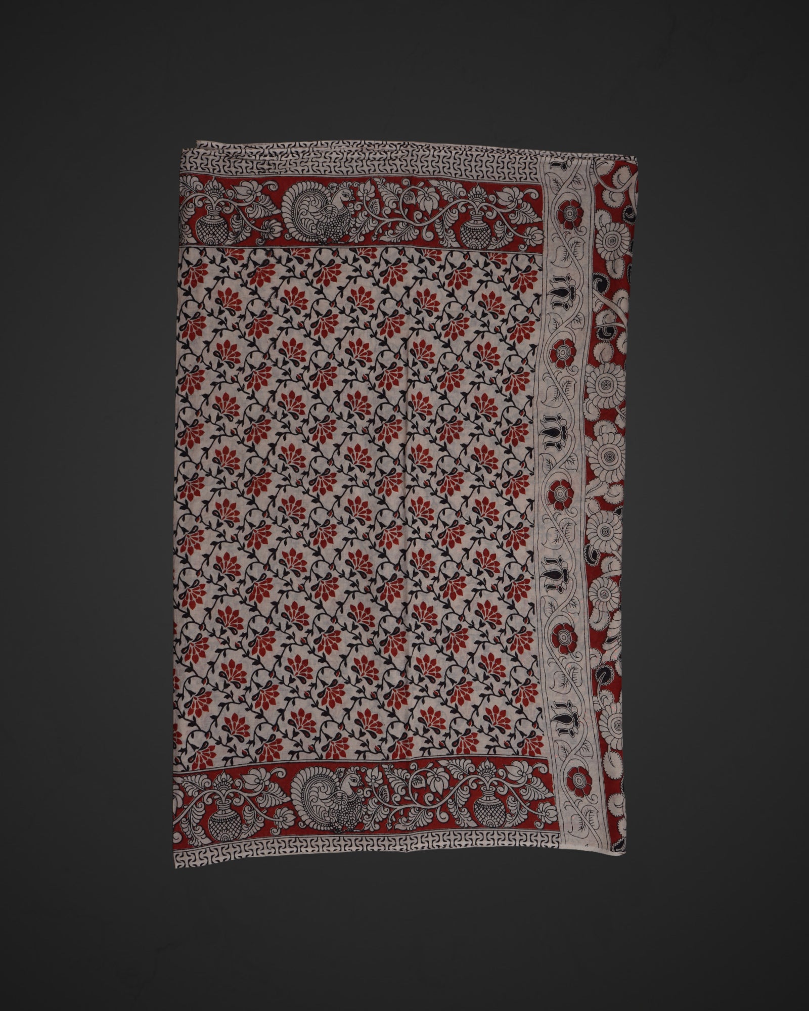 Off White Cotton Kalamkari Nature Print Saree