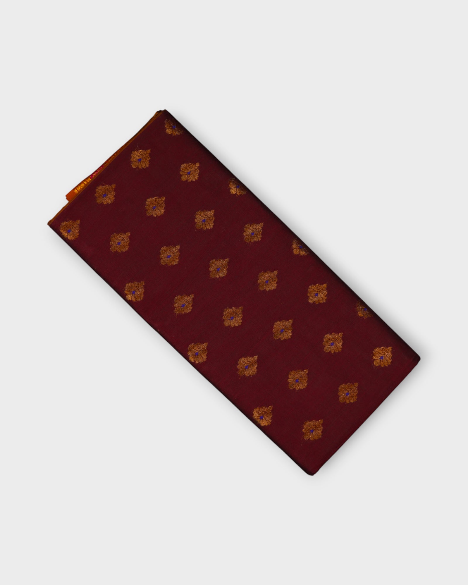 Maroon Venkatgiri Cotton Saree With Golden Zari