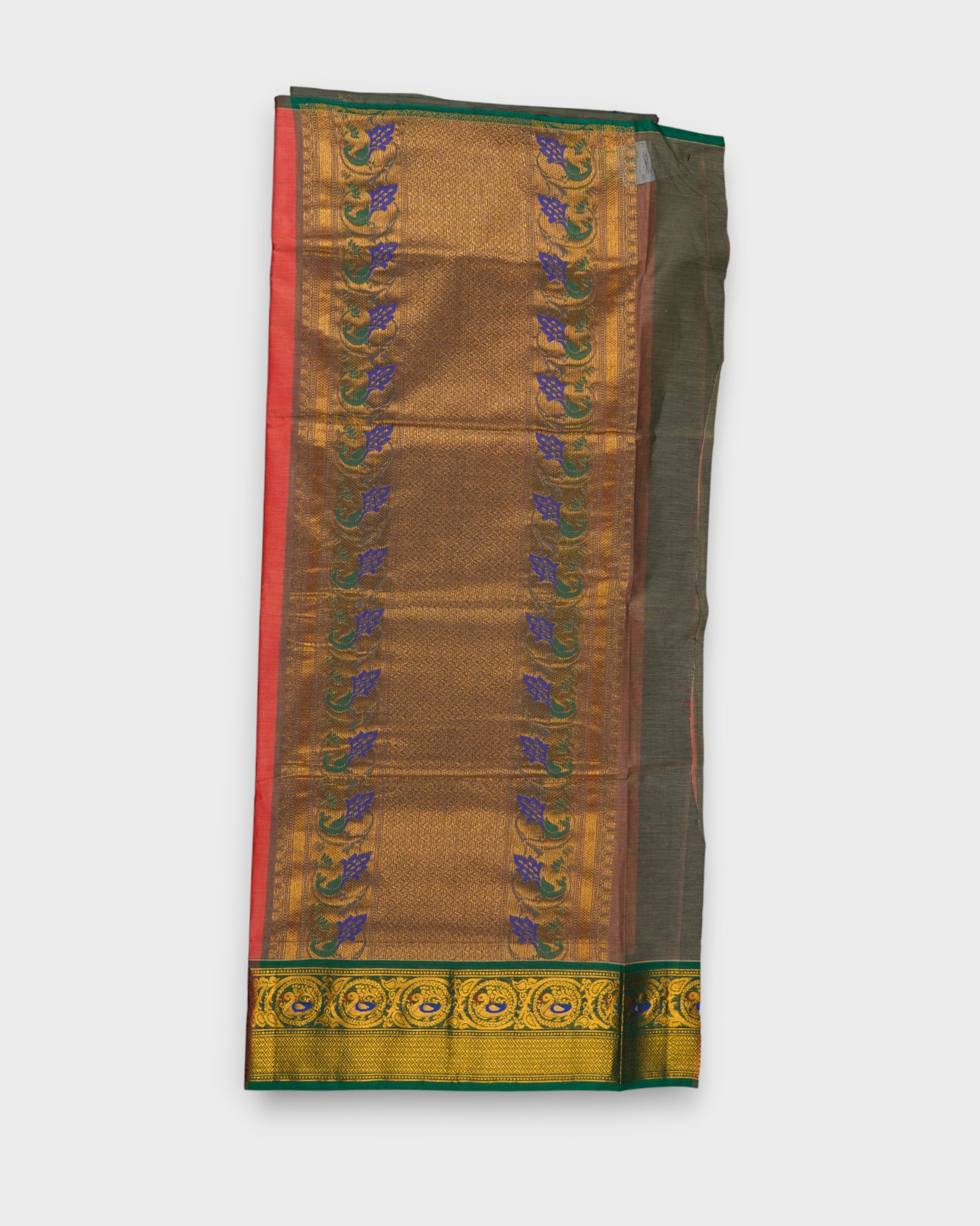 Venkatgiri Peach Cotton Saree With Gold Zari