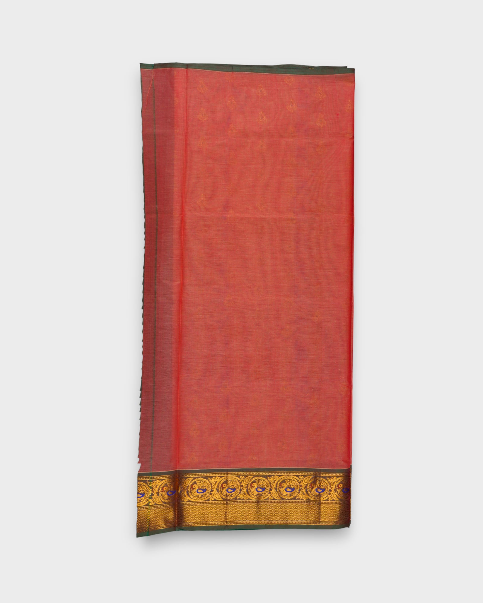 Venkatgiri Peach Cotton Saree With Gold Zari