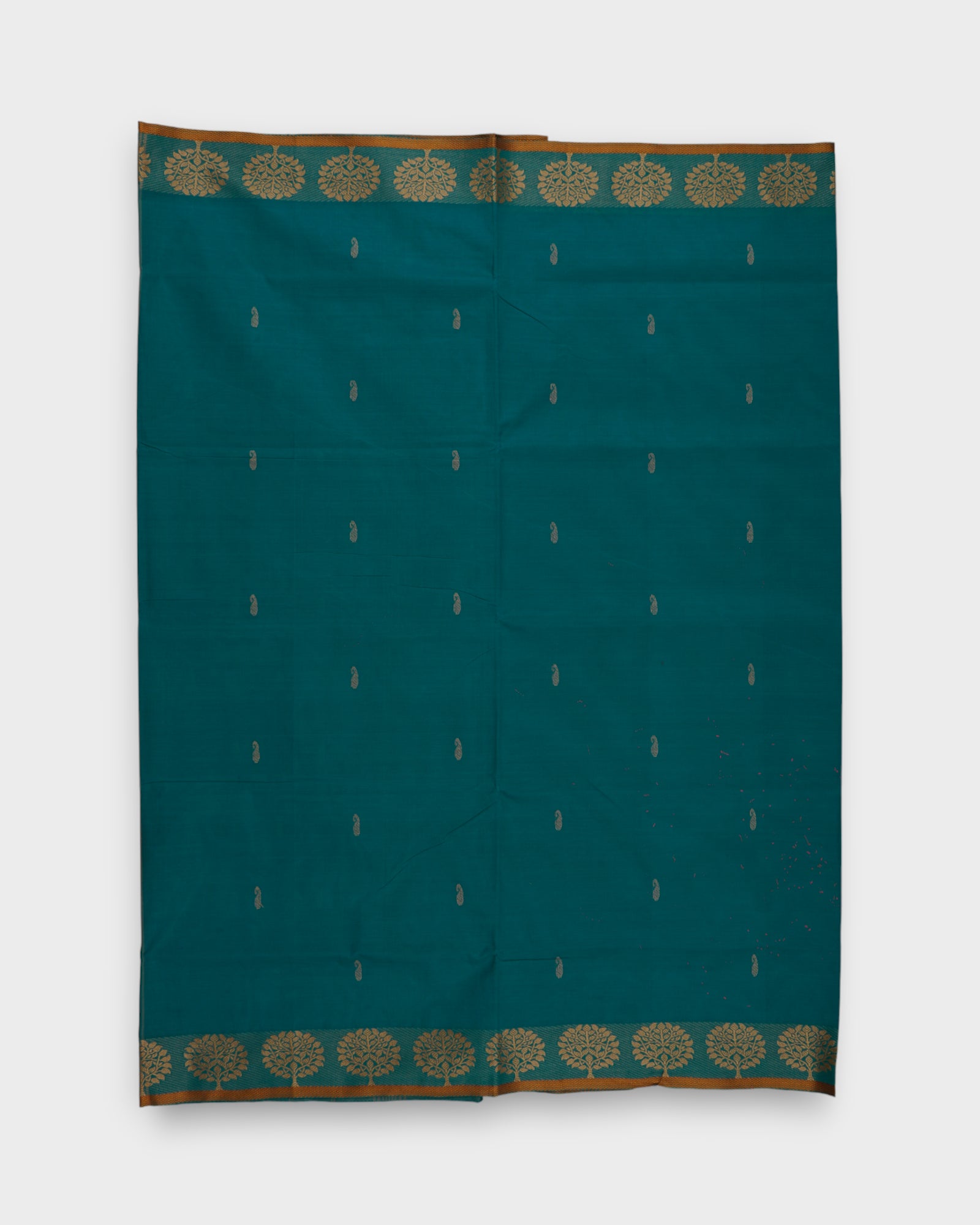 Peacock Green Print Venkatagiri Cotton Saree