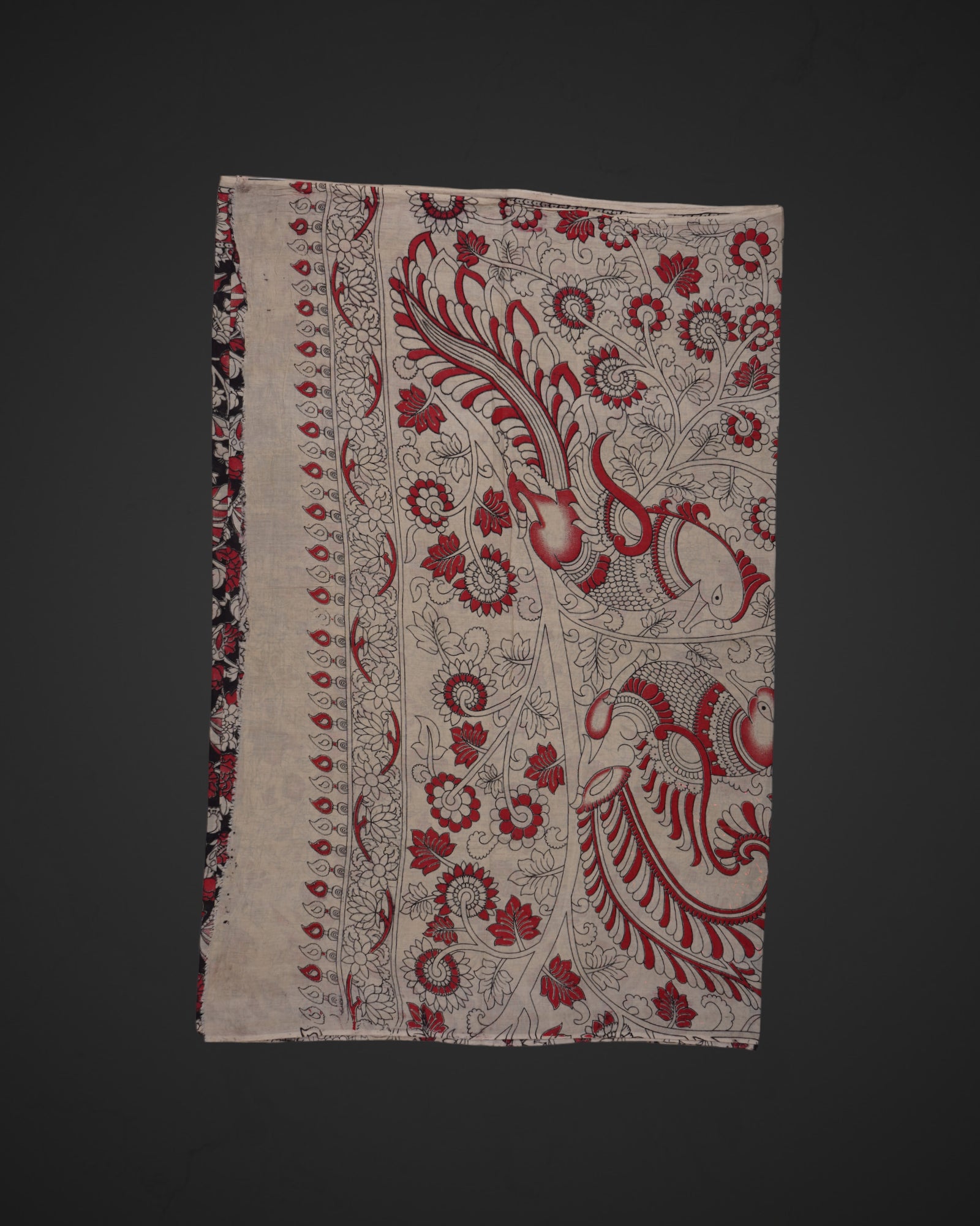 Floral Print Kalamkari Cotton Saree