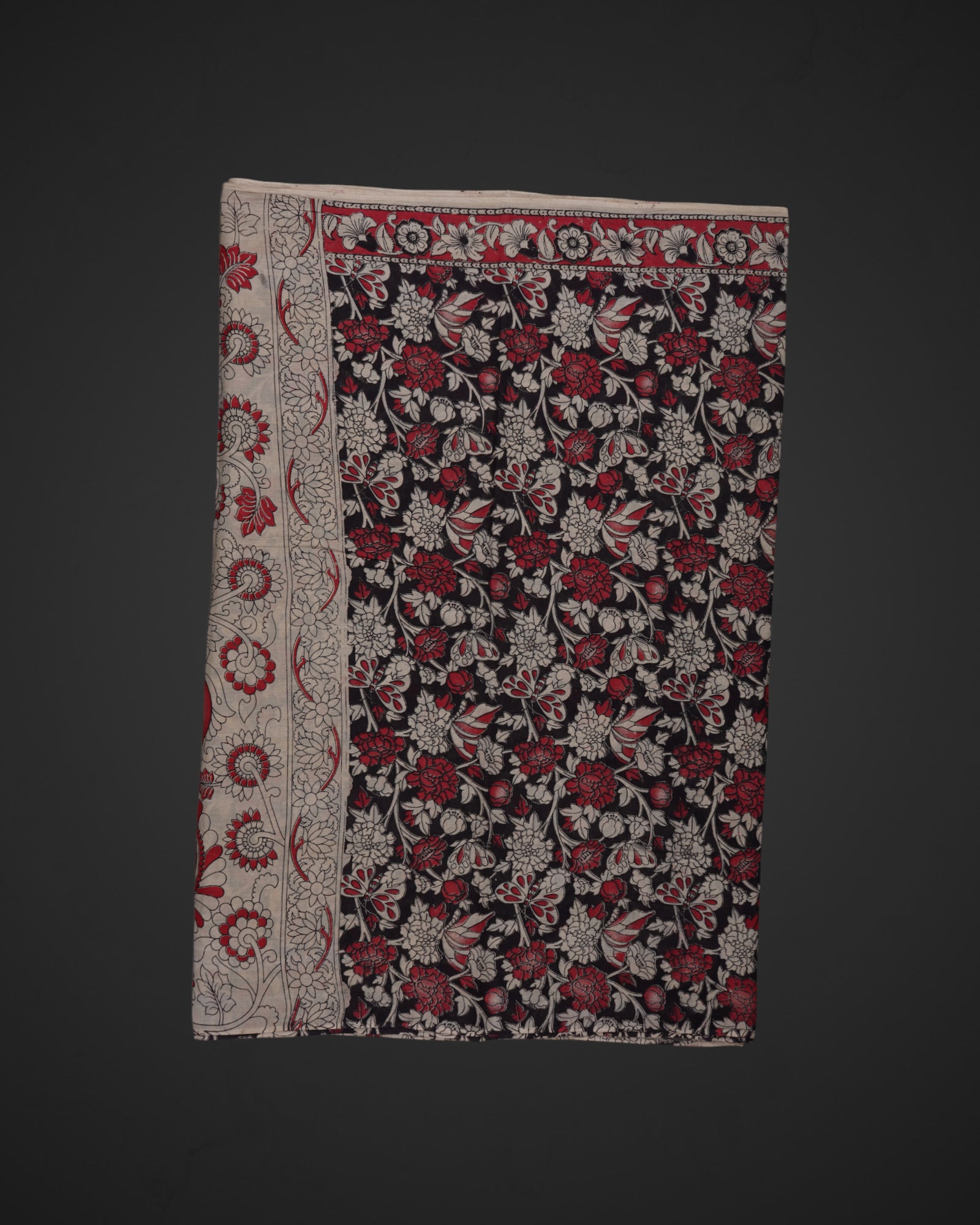 Floral Print Kalamkari Cotton Saree