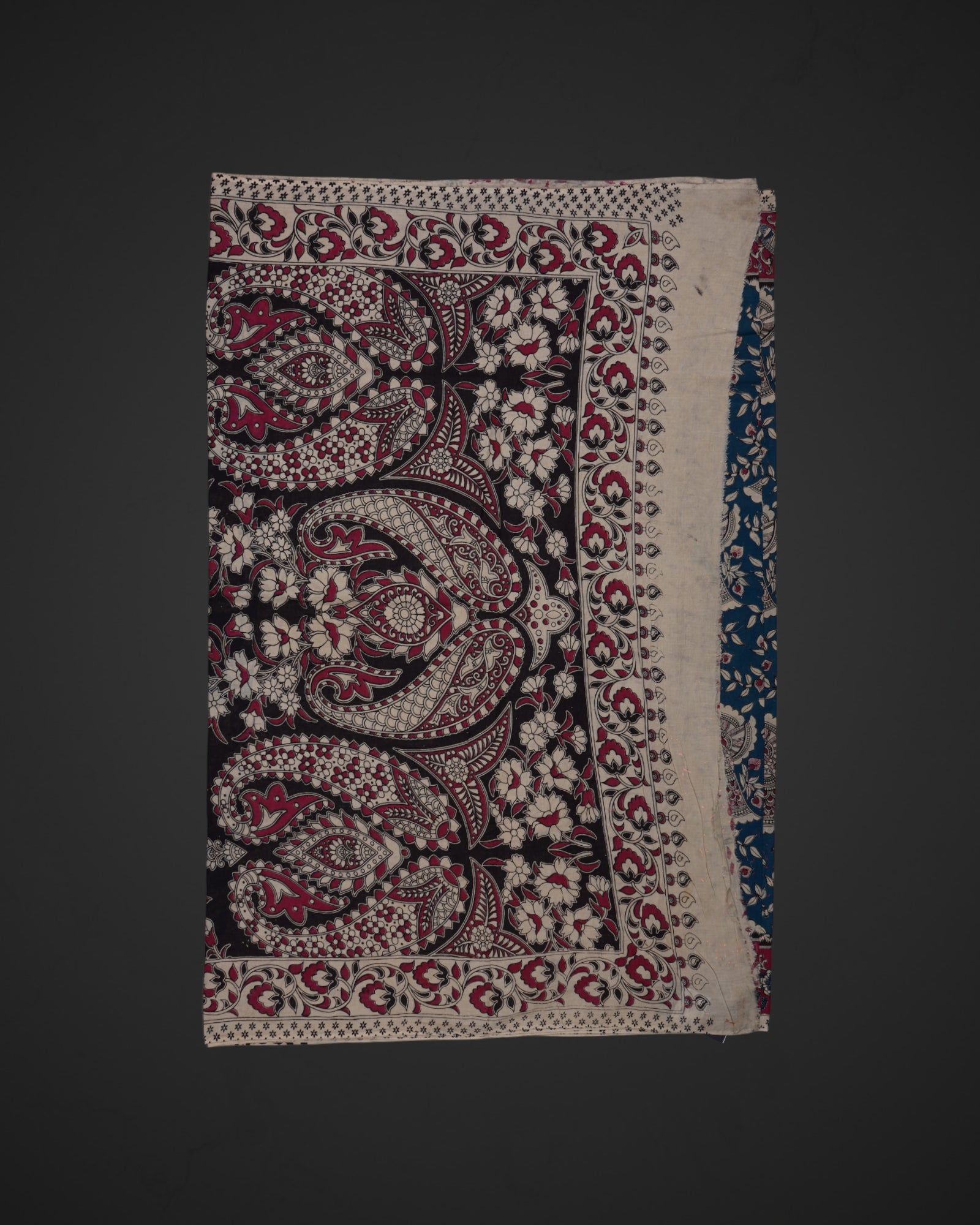 Peacock Print Kalamkari Cotton Saree
