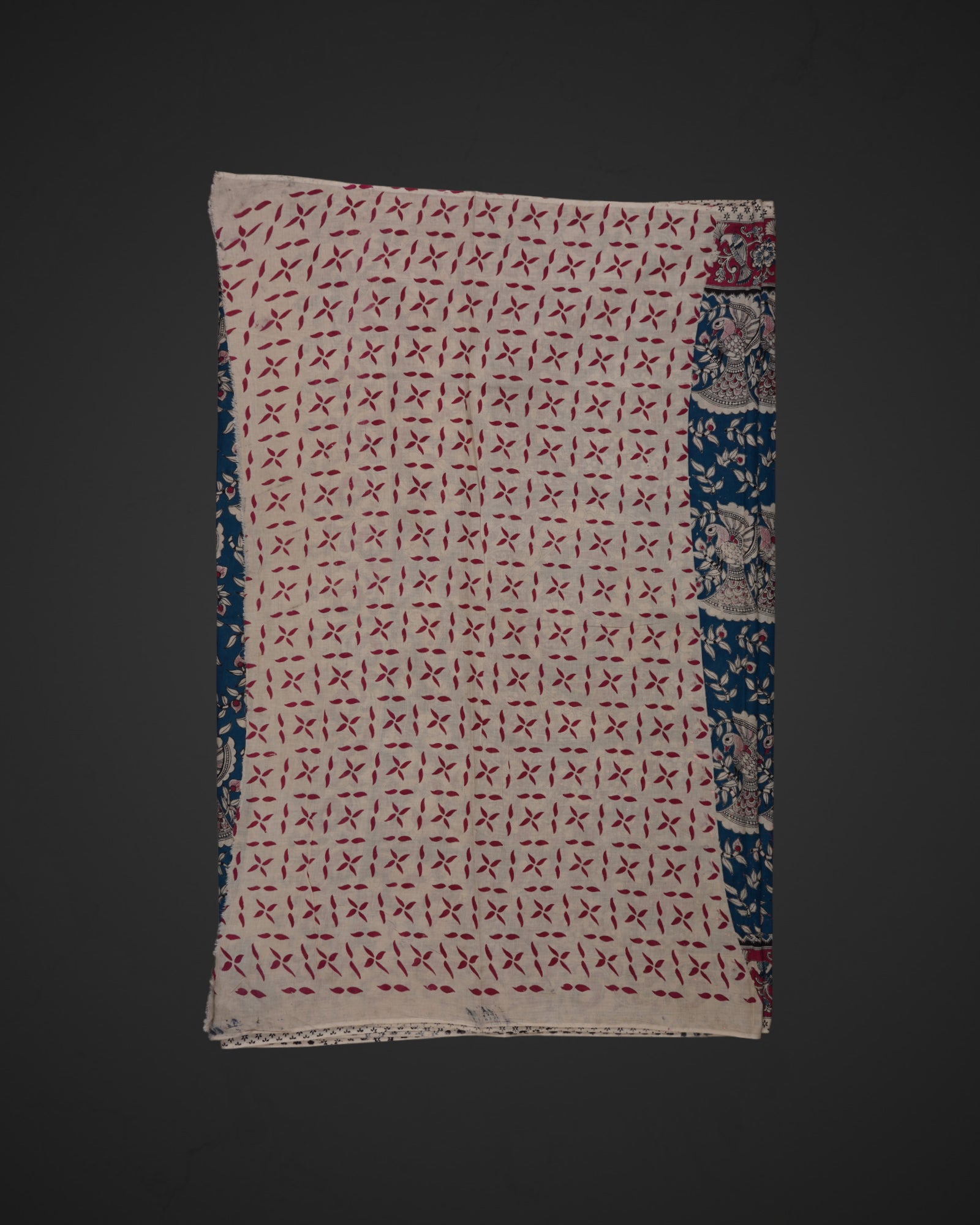 Peacock Print Kalamkari Cotton Saree