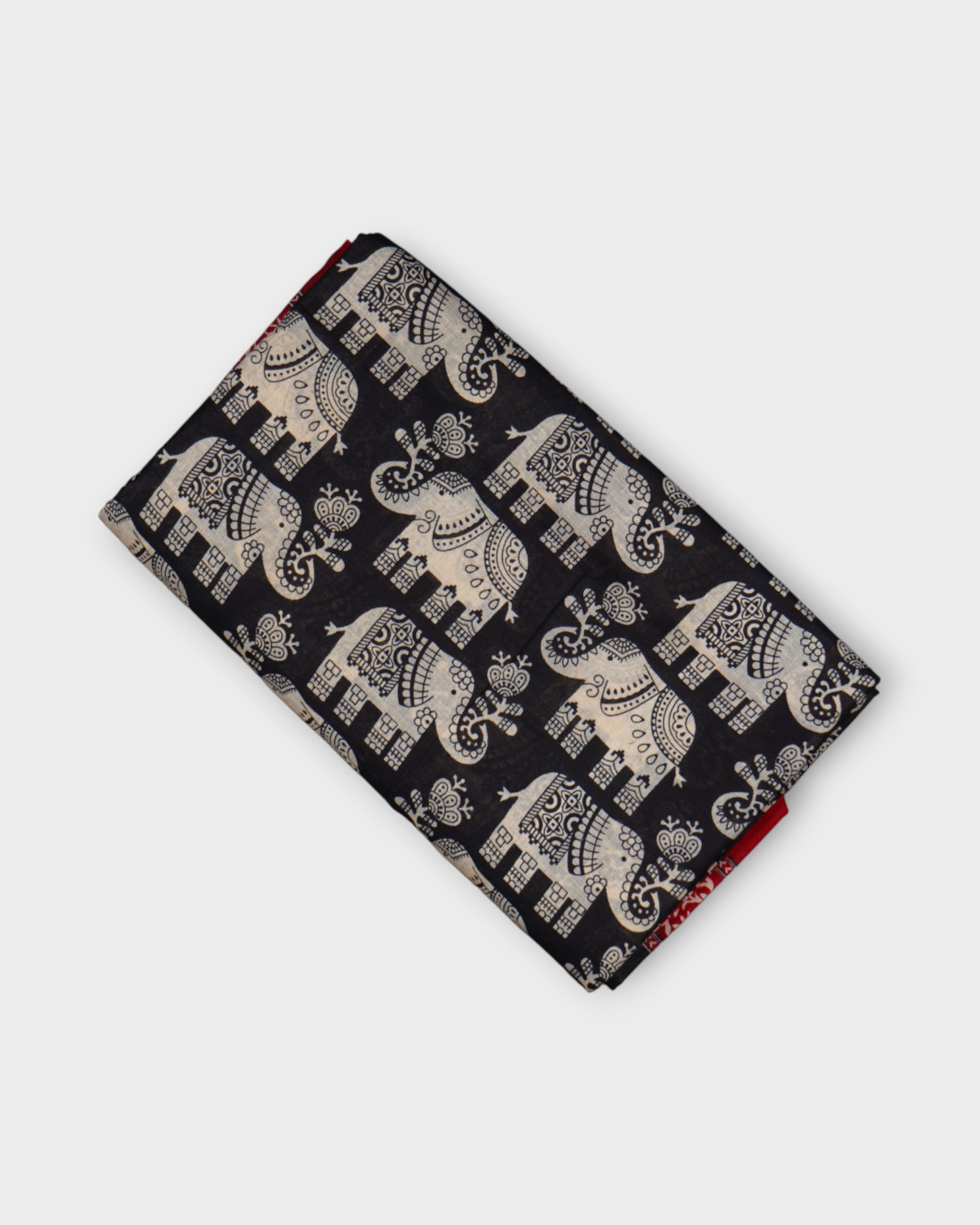 Black Cotton Kalamkari Peacock Print Saree