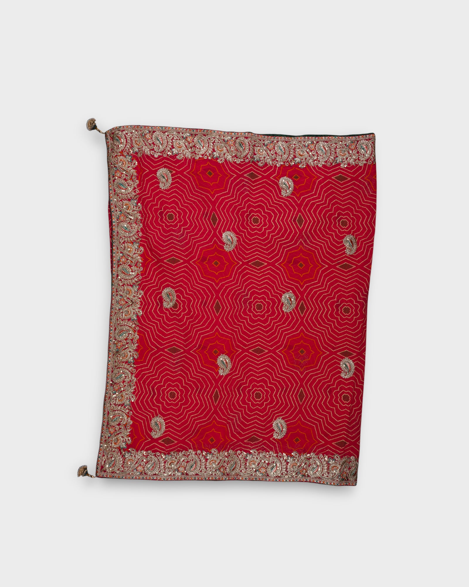 Red Bandhani Georgette Saree