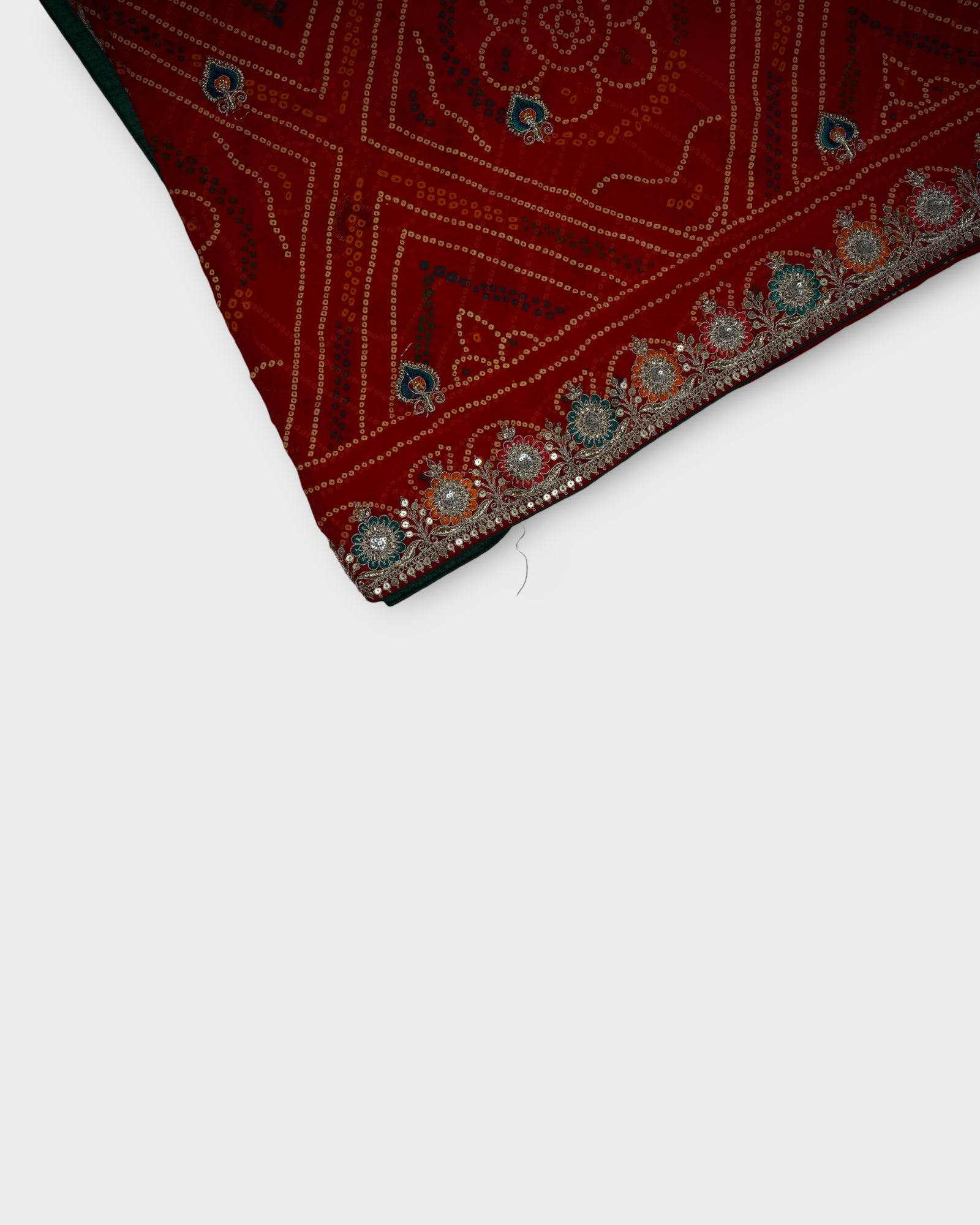 Red Bandhani Georgette Printed Saree