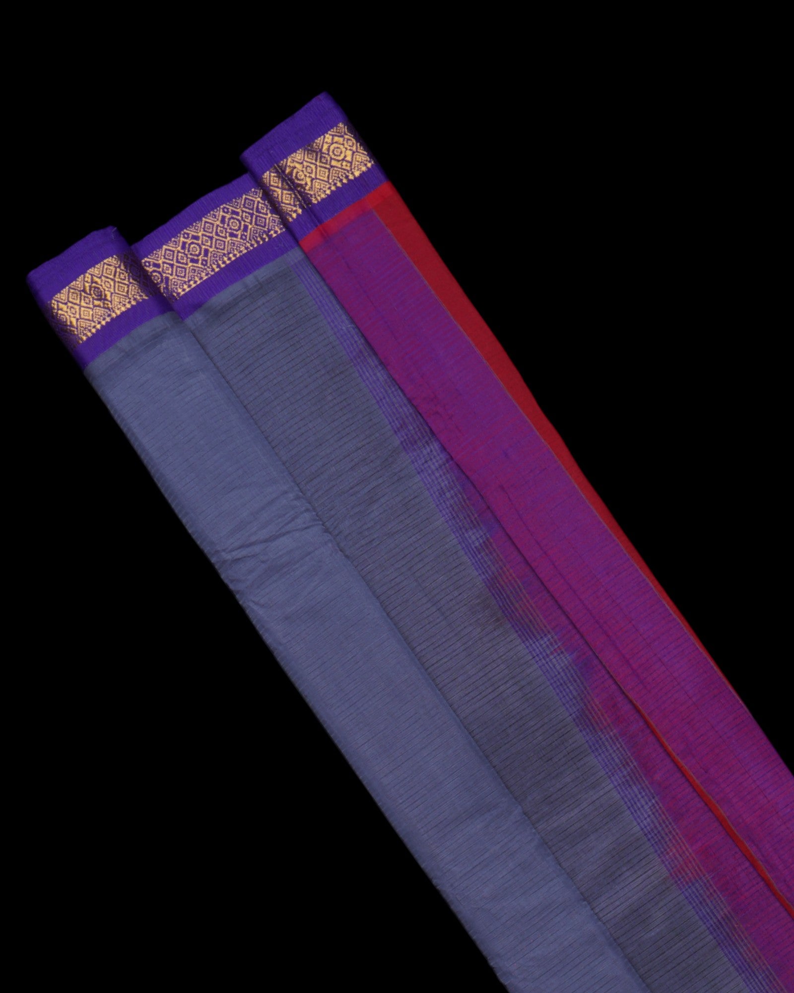 Gadwal Dark Grey Cotton Handwoven Saree