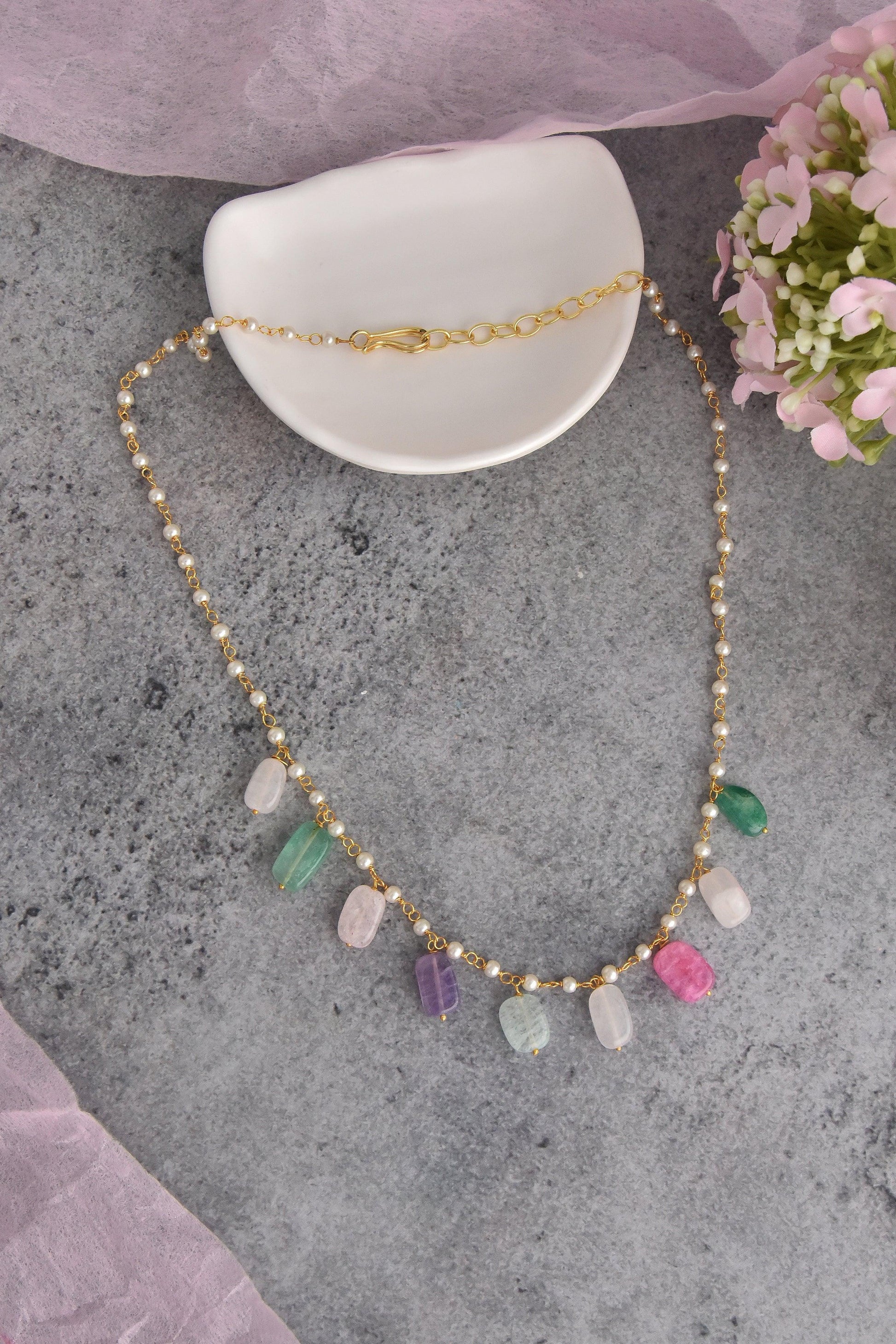 Golden Kaleidoscope Multicolor Necklace - Dyulokha