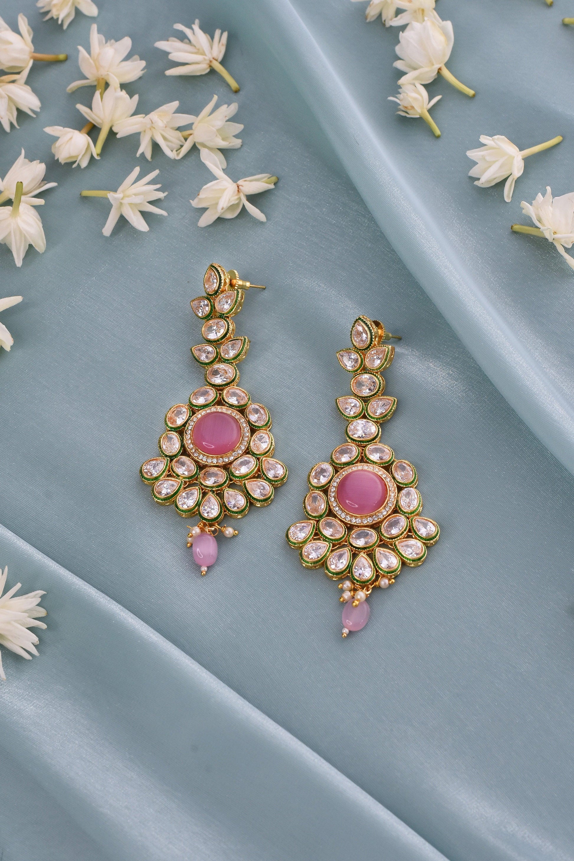 Blush Brilliance Kundan Earrings - Dyulokha