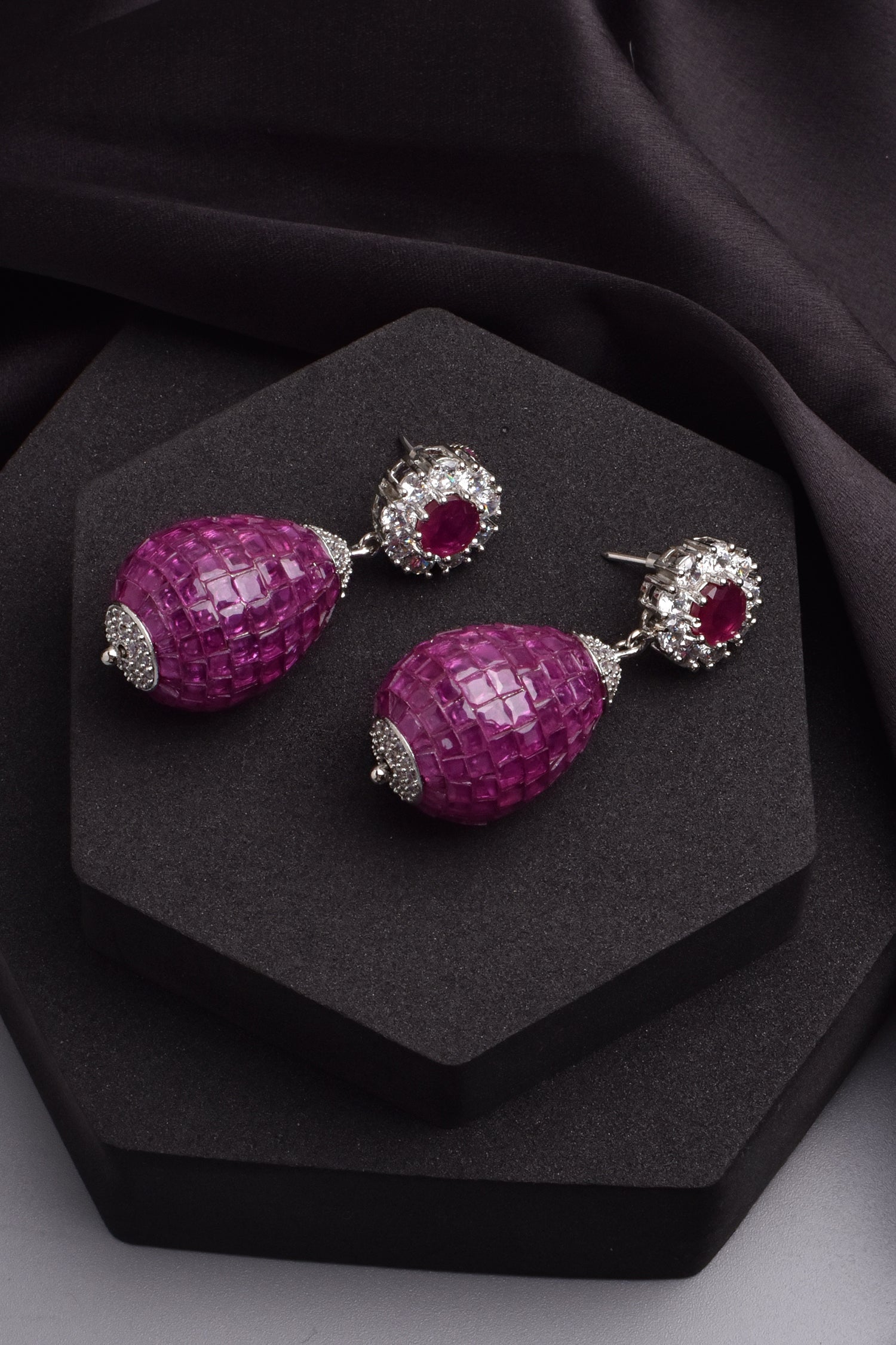 Pink Petal Cascade Dangler Earrings