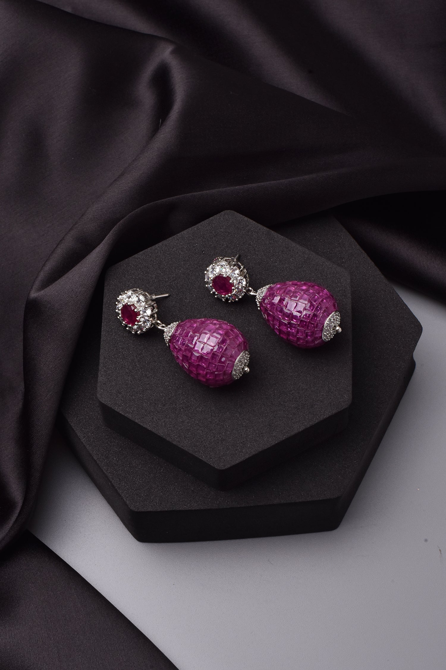 Pink Petal Cascade Dangler Earrings
